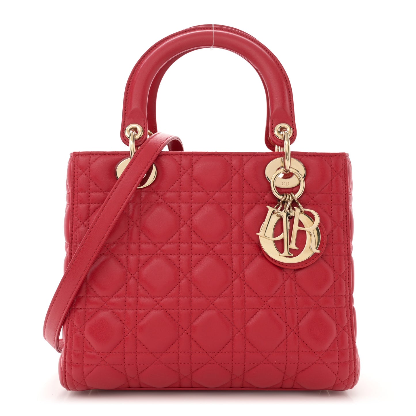 Lambskin Cannage Medium Lady Dior Red