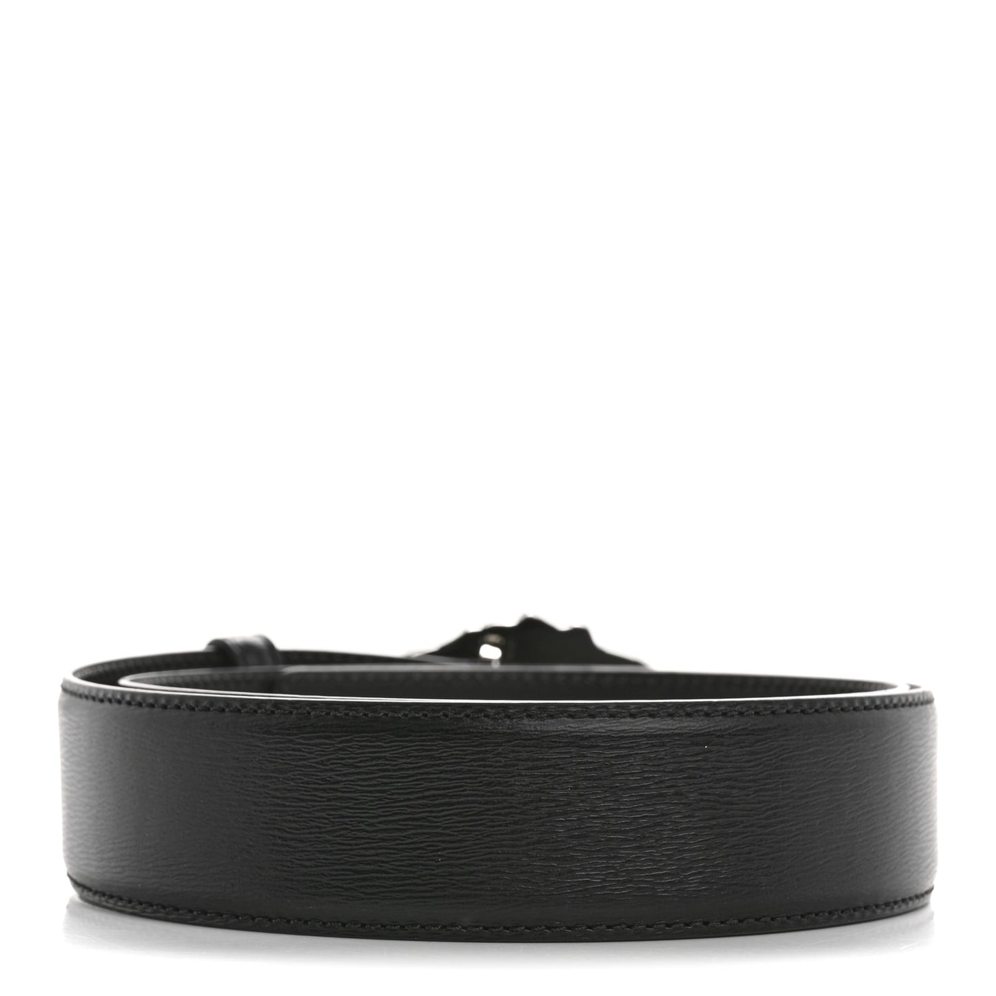 Textured Calfskin 4cm La Medusa Belt 90 36 Black