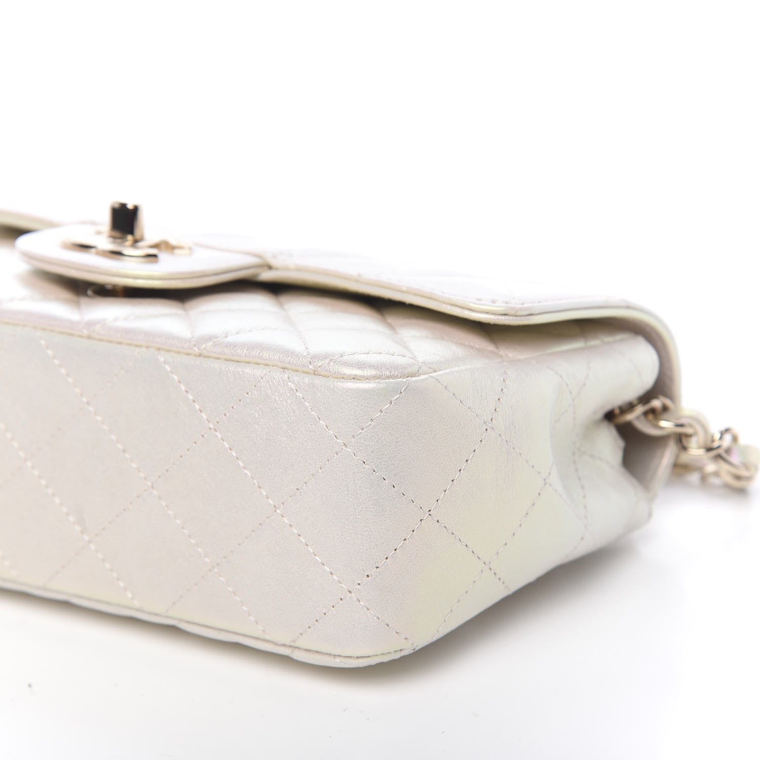 Chanel Iridescent Lambskin Quilted Mini Rectangular Flap Ivory 9 of 11