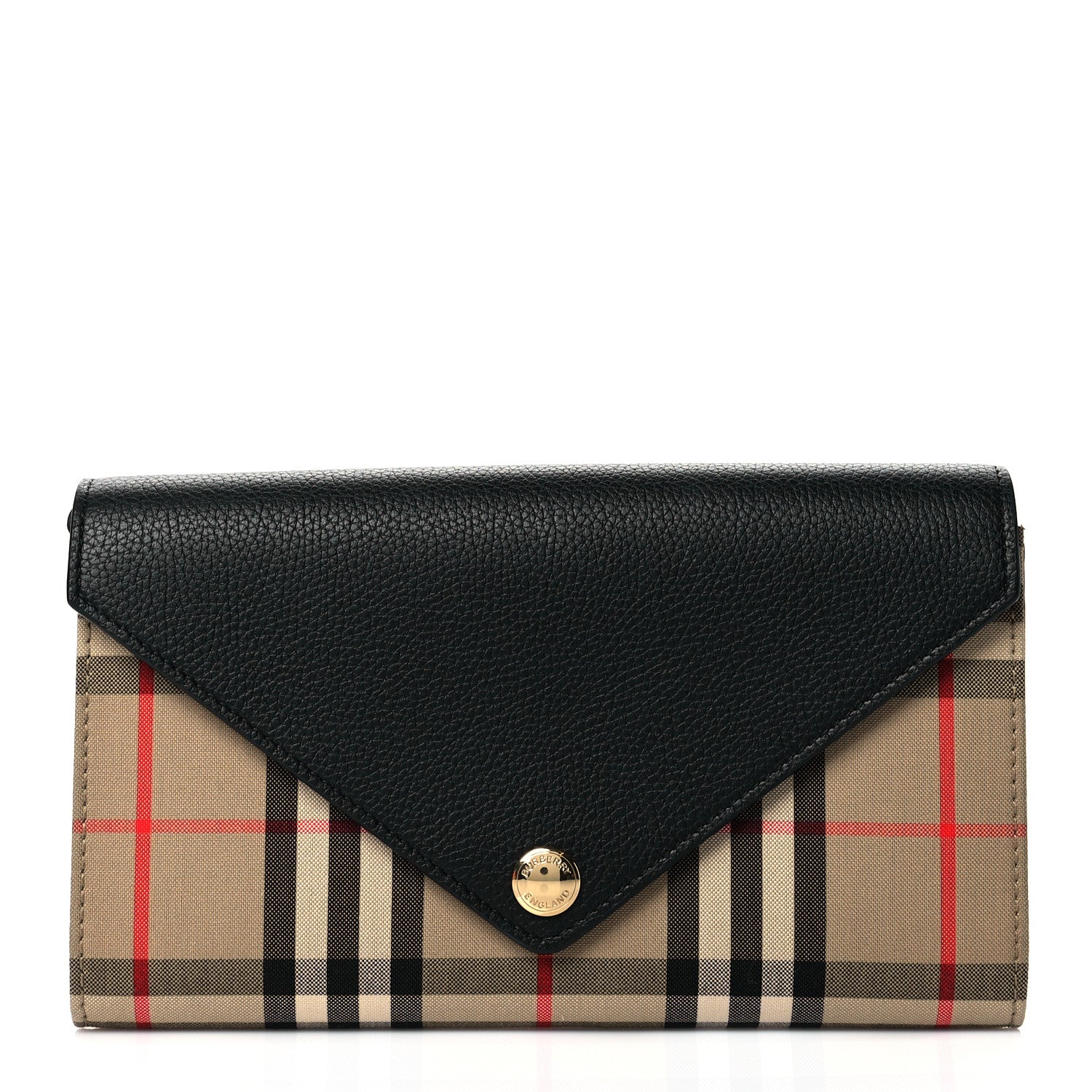 Burberry Grainy Calfskin Vintage Check Wallet With Detachable Strap Black 1 of 9