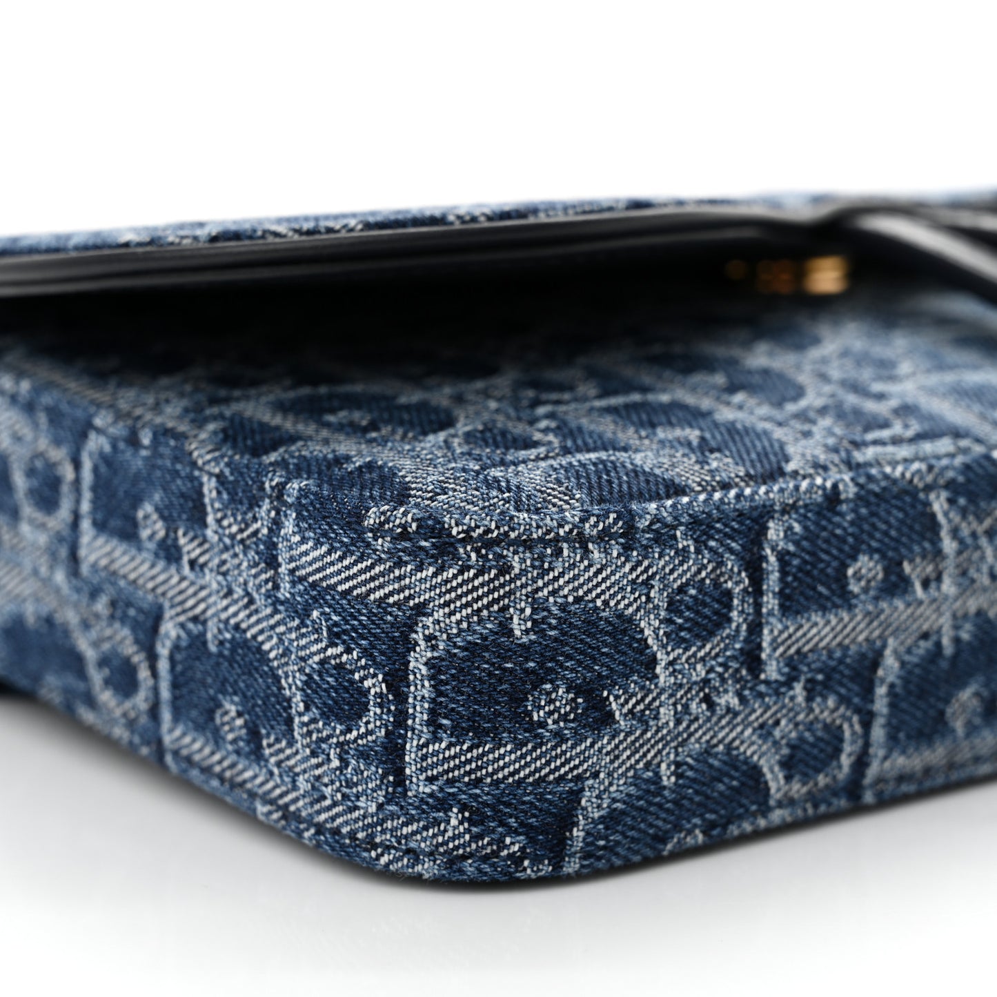 Oblique Denim Small Saddle Pouch With Chain Blue
