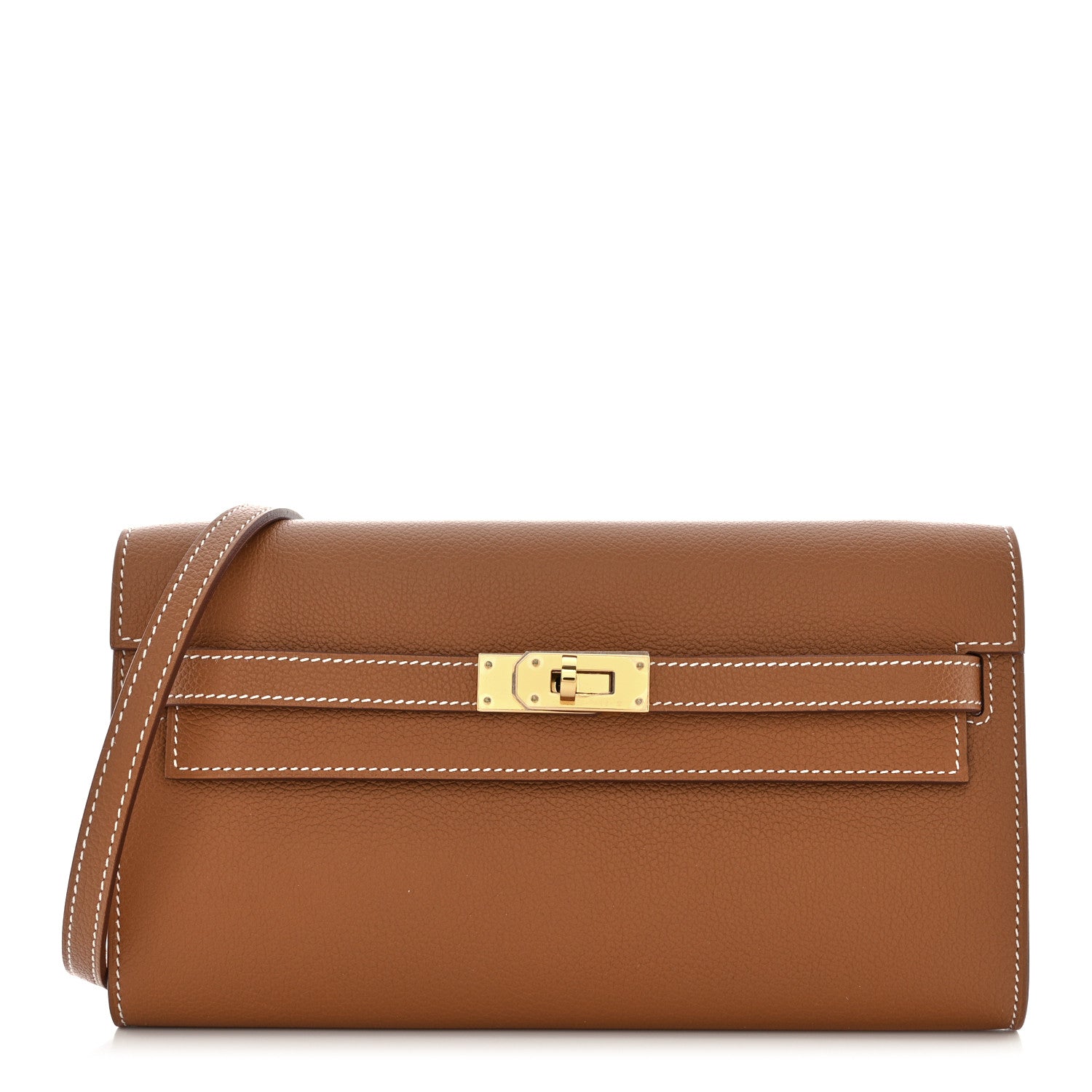 Hermes Evercolor Kelly Wallet To Go Gold 1 of 11
