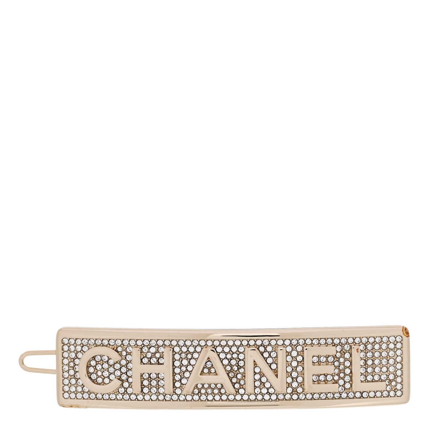 Metal Crystal Logo Hair Clip Gold