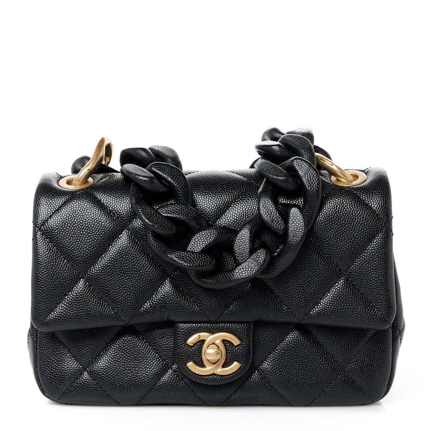 Caviar Quilted Funky Match Mini Flap Black