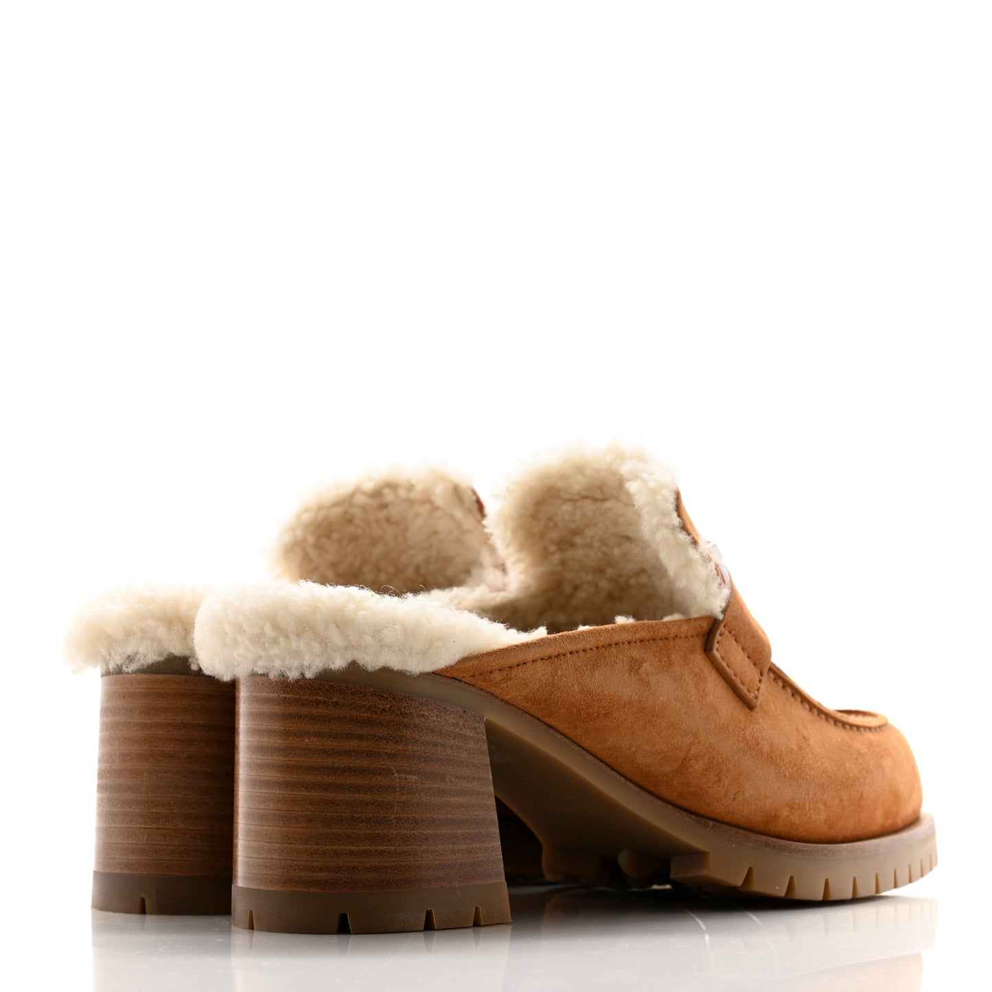Suede Goatskin Woolskin Flore 60 Mules 38.5 Brun Amourette Ecru