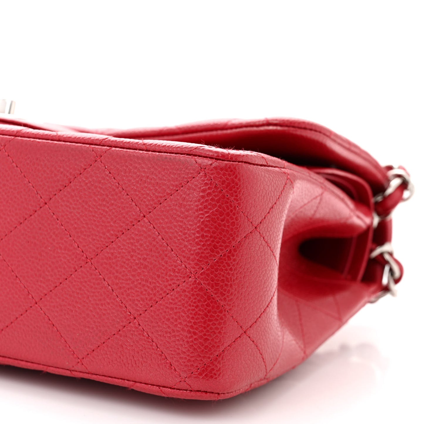 Pearly Caviar Quilted Jumbo Double Flap Dark Pink