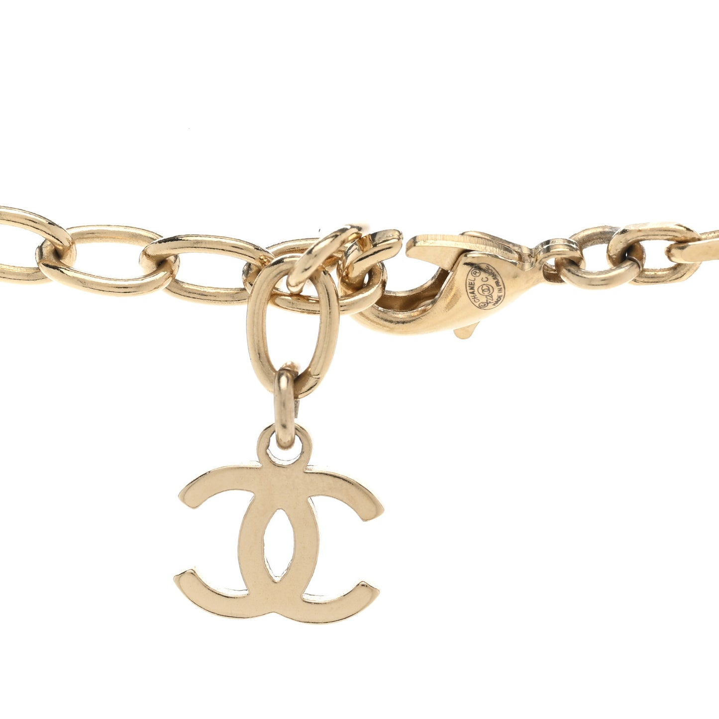 Crystal Textured CC Necklace Gold