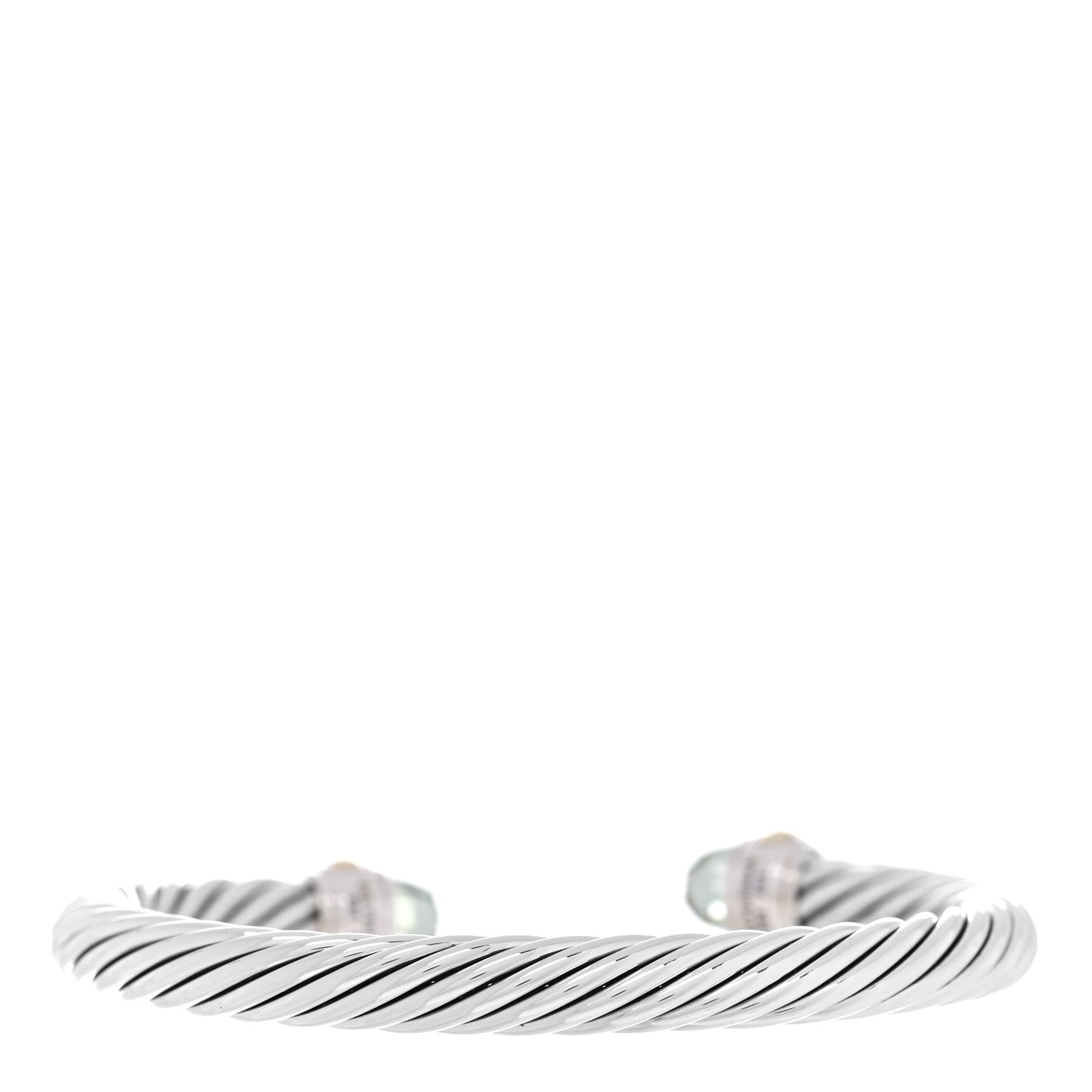Sterling Silver 14K Yellow Gold Prasiolite 7mm Cable Classics Bracelet
