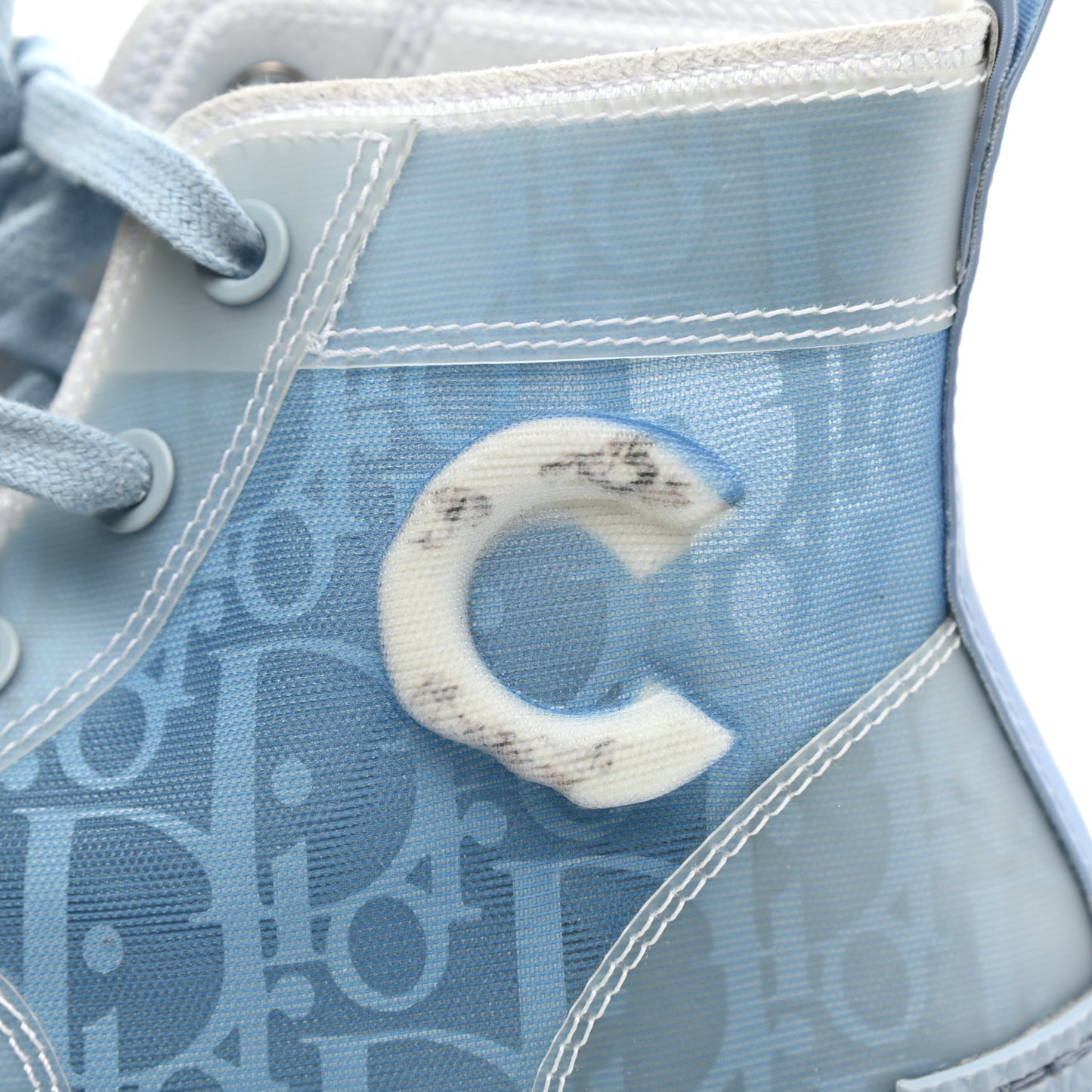 X DANIEL ARSHAM Technical Canvas Oblique Mens B23 High Top Sneakers 36 Blue Beige