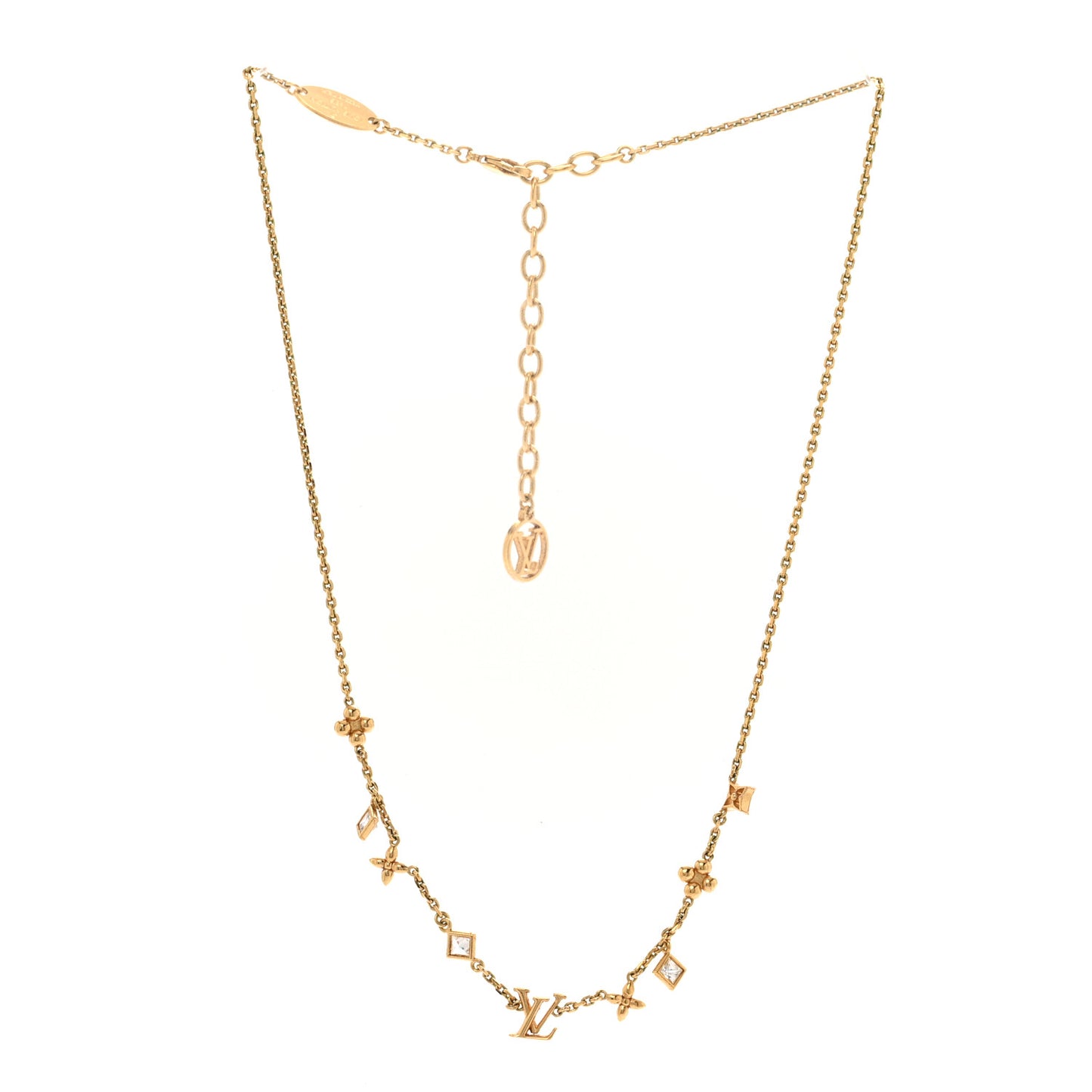 Metal Crystal LV In The Sky Necklace Gold