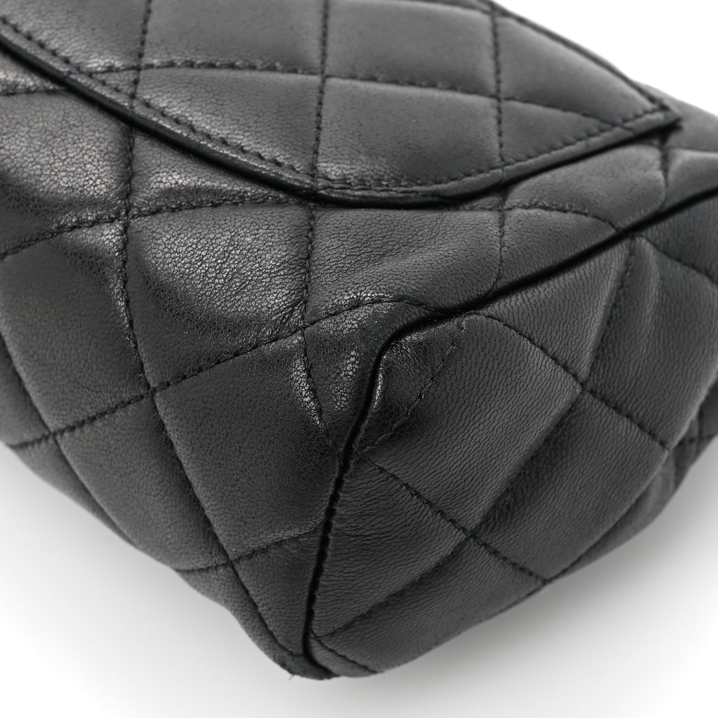 Lambskin Quilted Flap Cosmetic Case Black