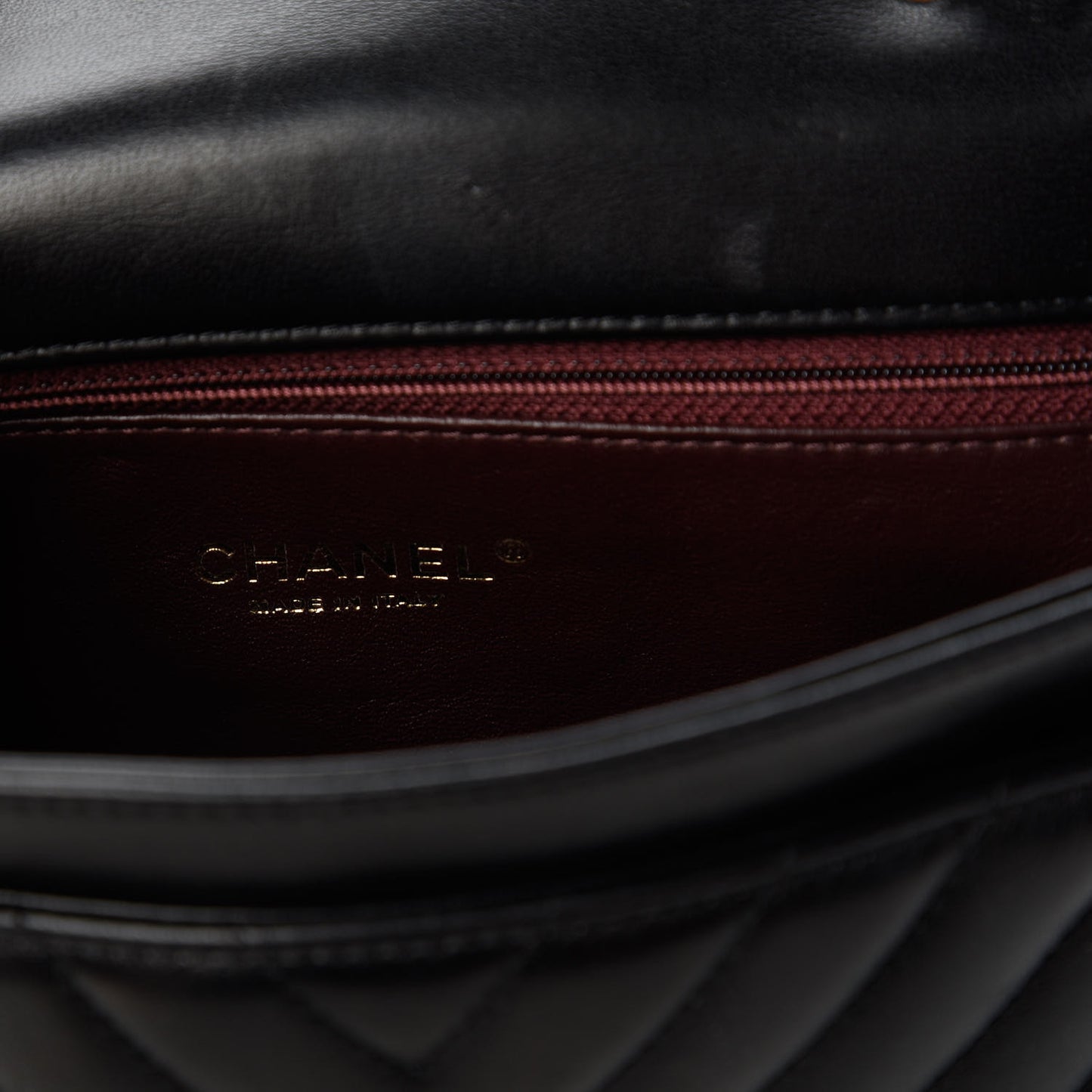 Lambskin Chevron Quilted Mini Rectangular Flap Black