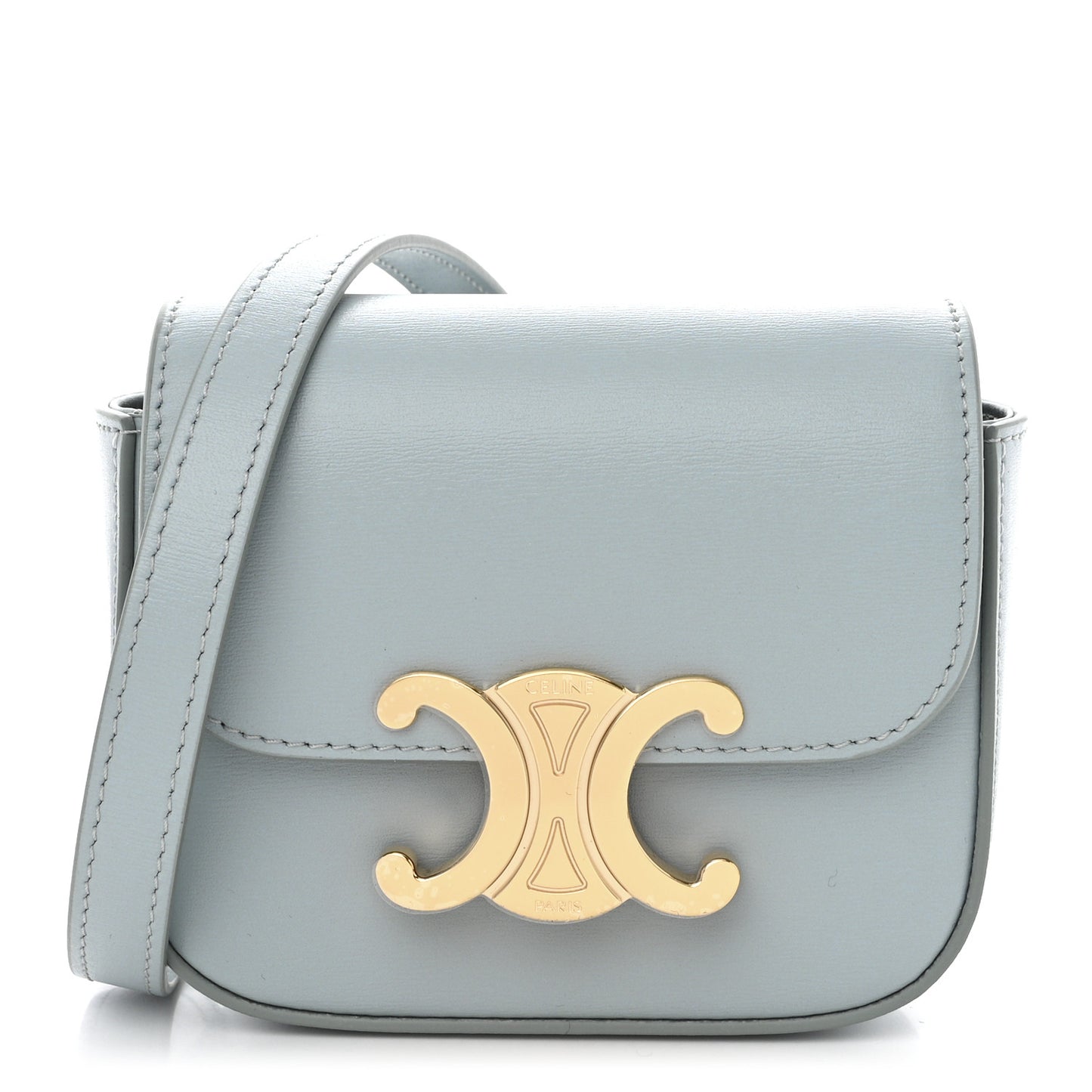Shiny Calfskin Mini Triomphe Soft Blue