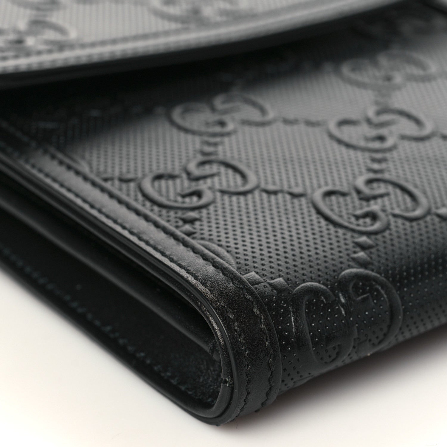 Gucci Calfskin GG Tennis Embossed Messenger Bag Black 7 of 8