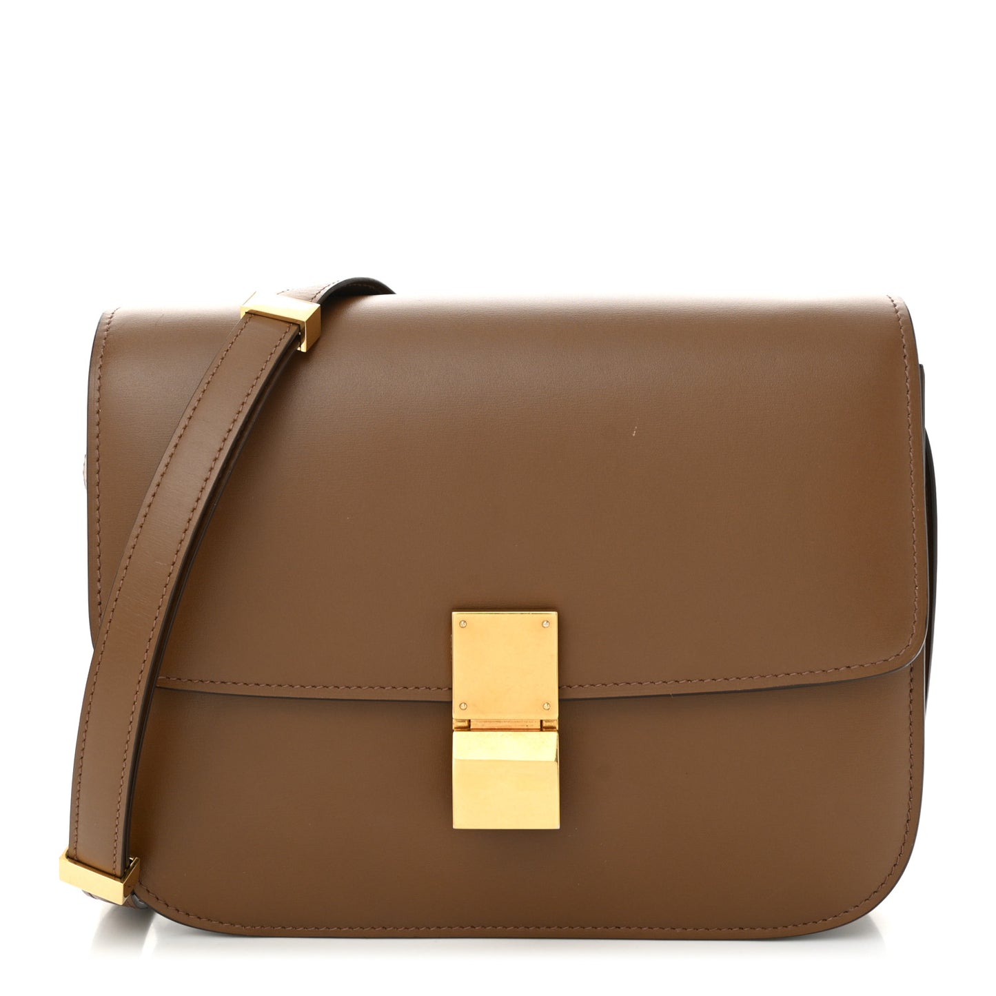 Box Calfskin Medium Classic Box Flap Bag Camel