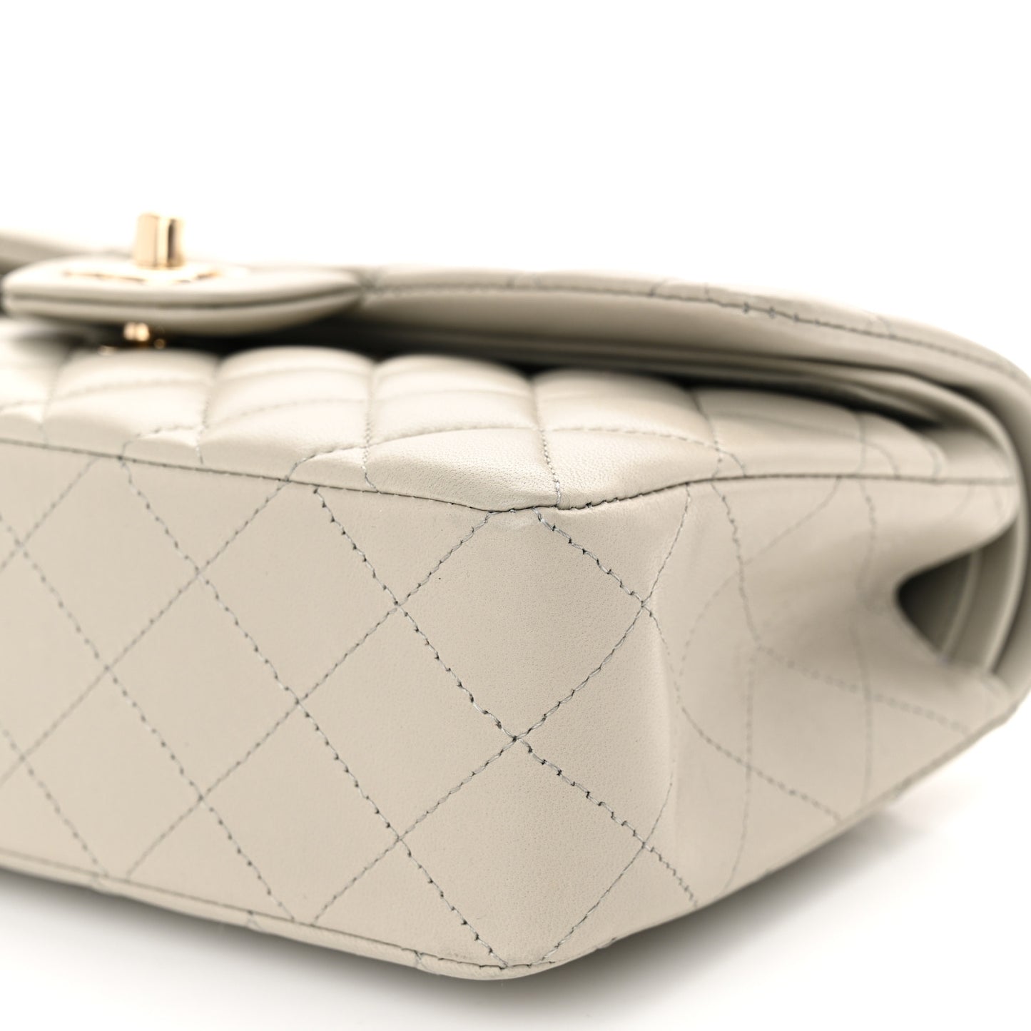 Lambskin Quilted Small Double Flap Grey