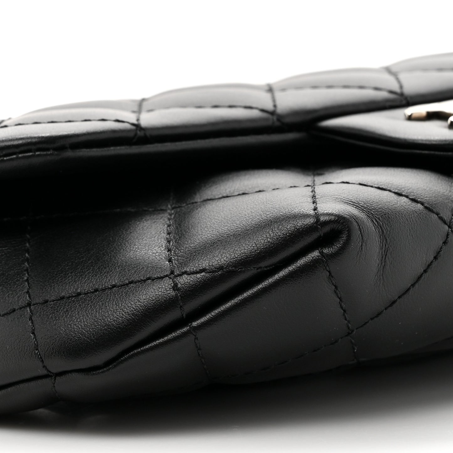 Calfskin Quilted CC Uniform Flap Belt Bag Black