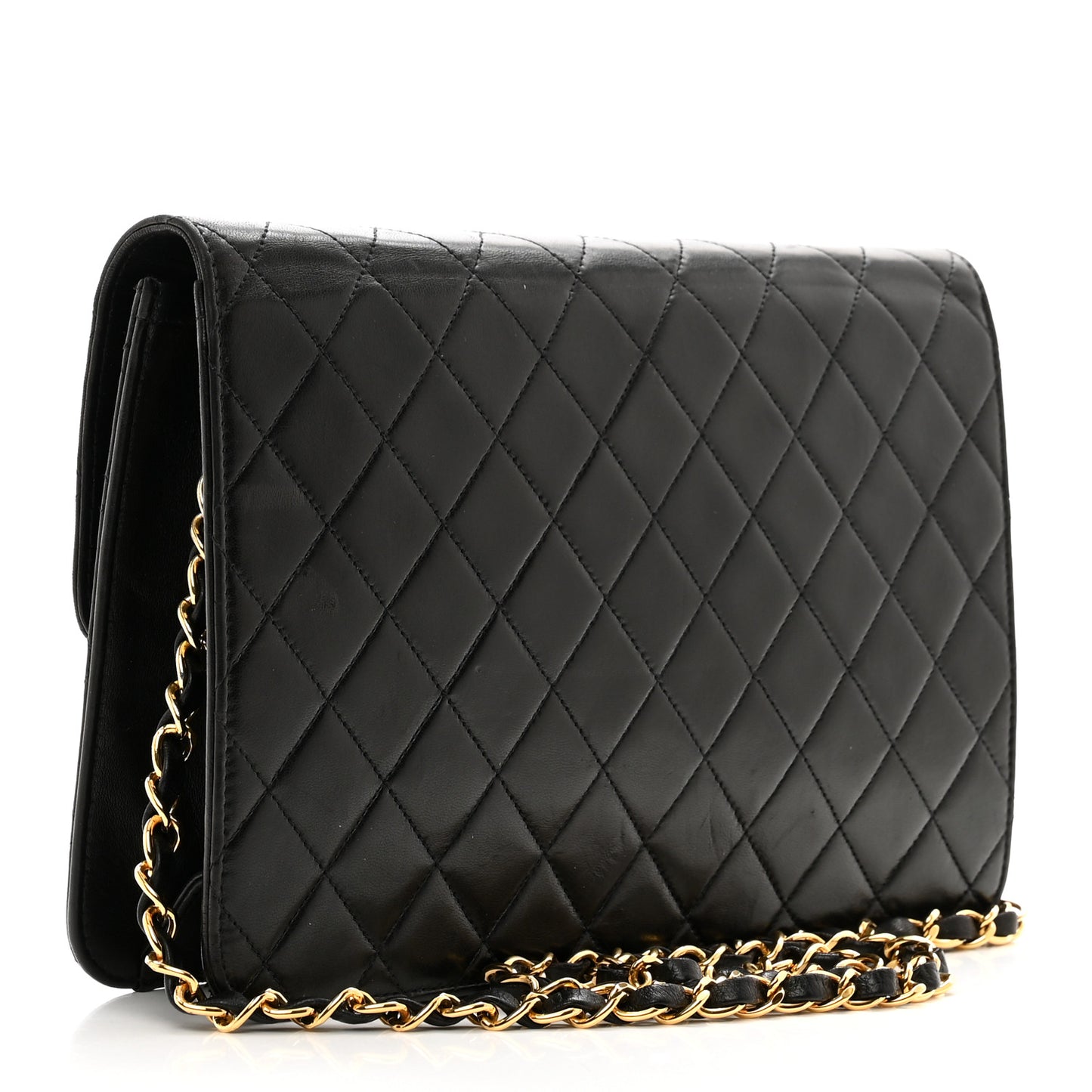 Lambskin Quilted Medium Single Flap Black
