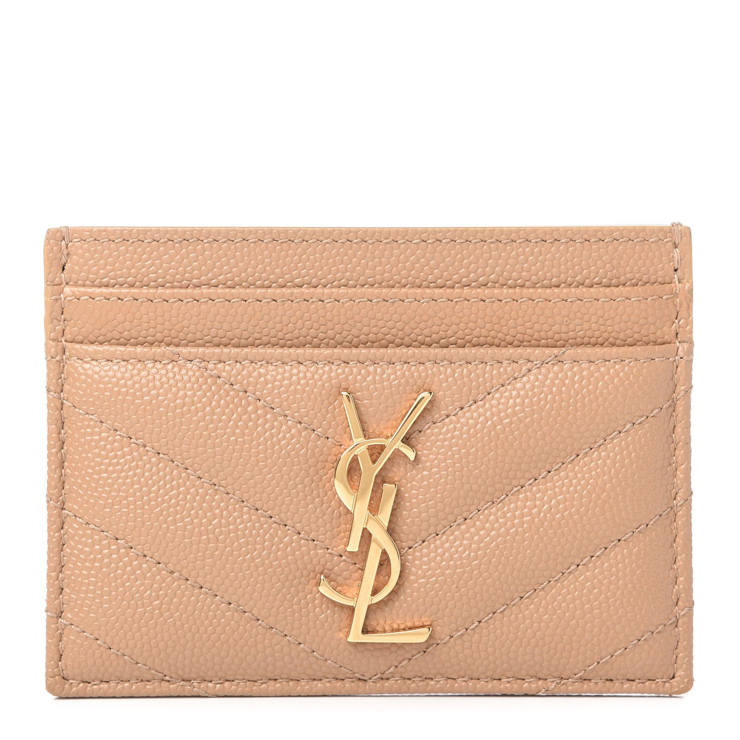 Grain De Poudre Matelasse Chevron Monogram Credit Card Case Cork