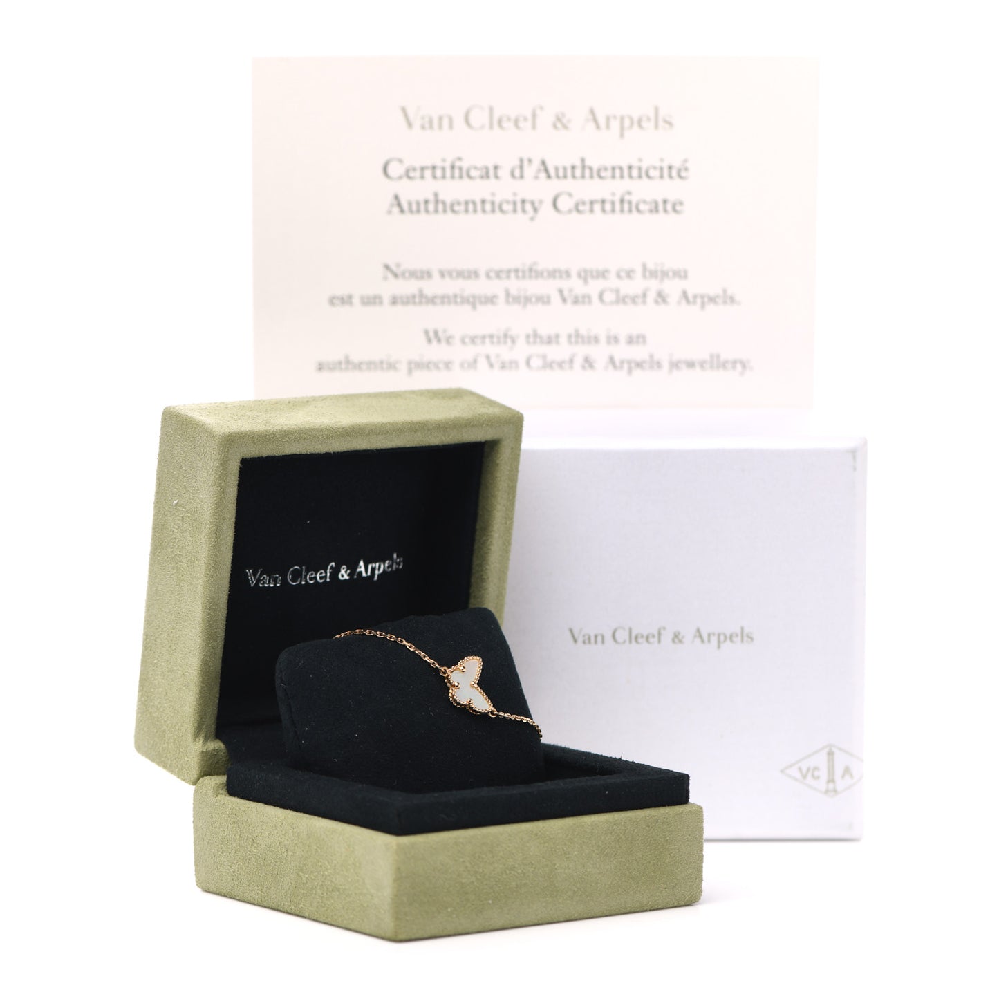 18K Yellow Gold Mother of Pearl Sweet Alhambra Butterfly Bracelet
