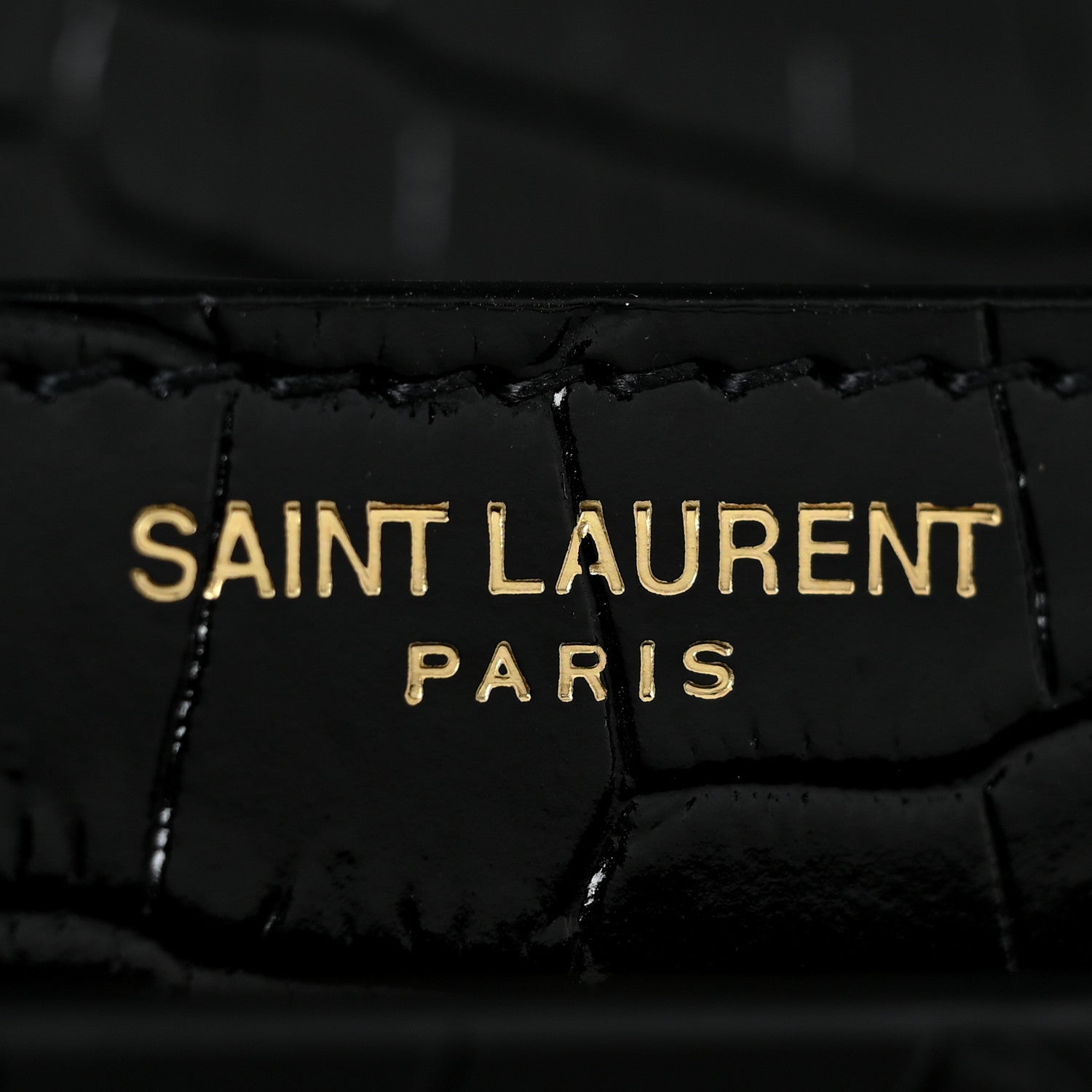 Saint Laurent Calfskin Crocodile Embossed Medium Monogram Sunset Black 8 of 14