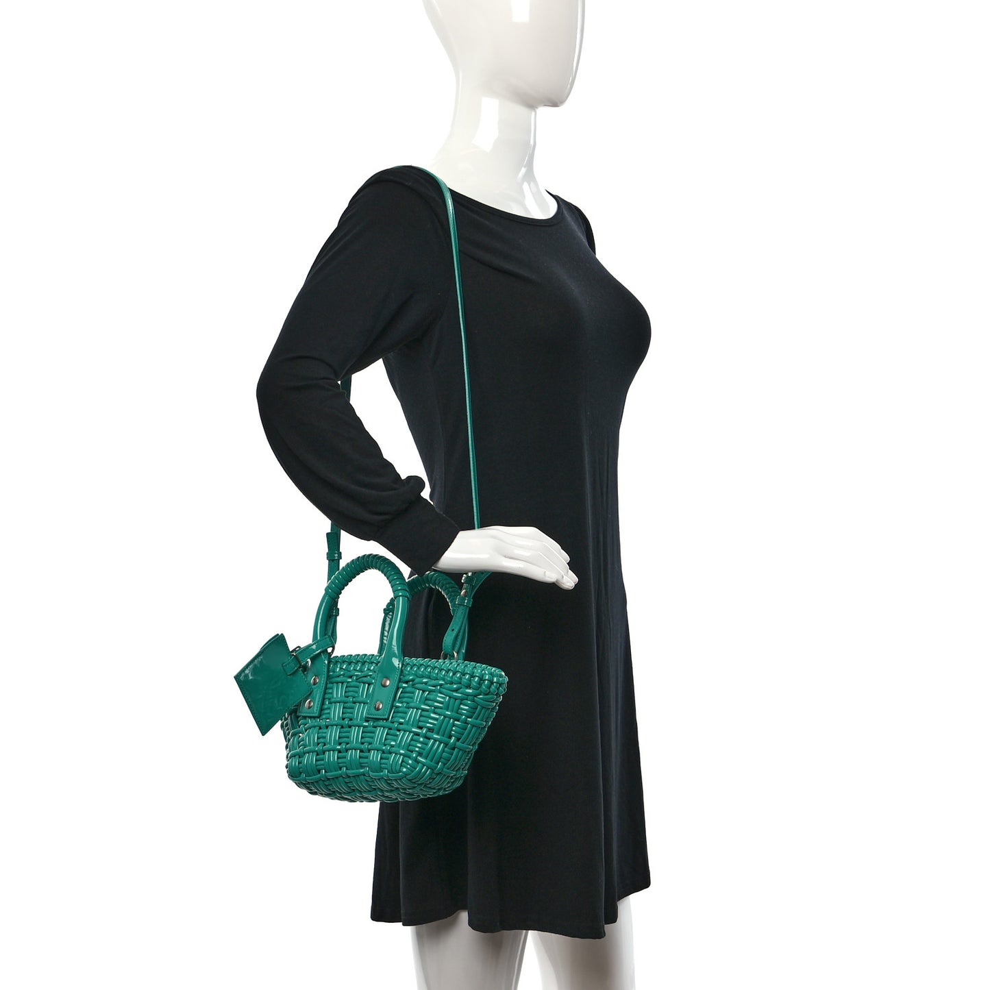 Faux Calfskin Braided Varnished XXS Bistro Basket Green