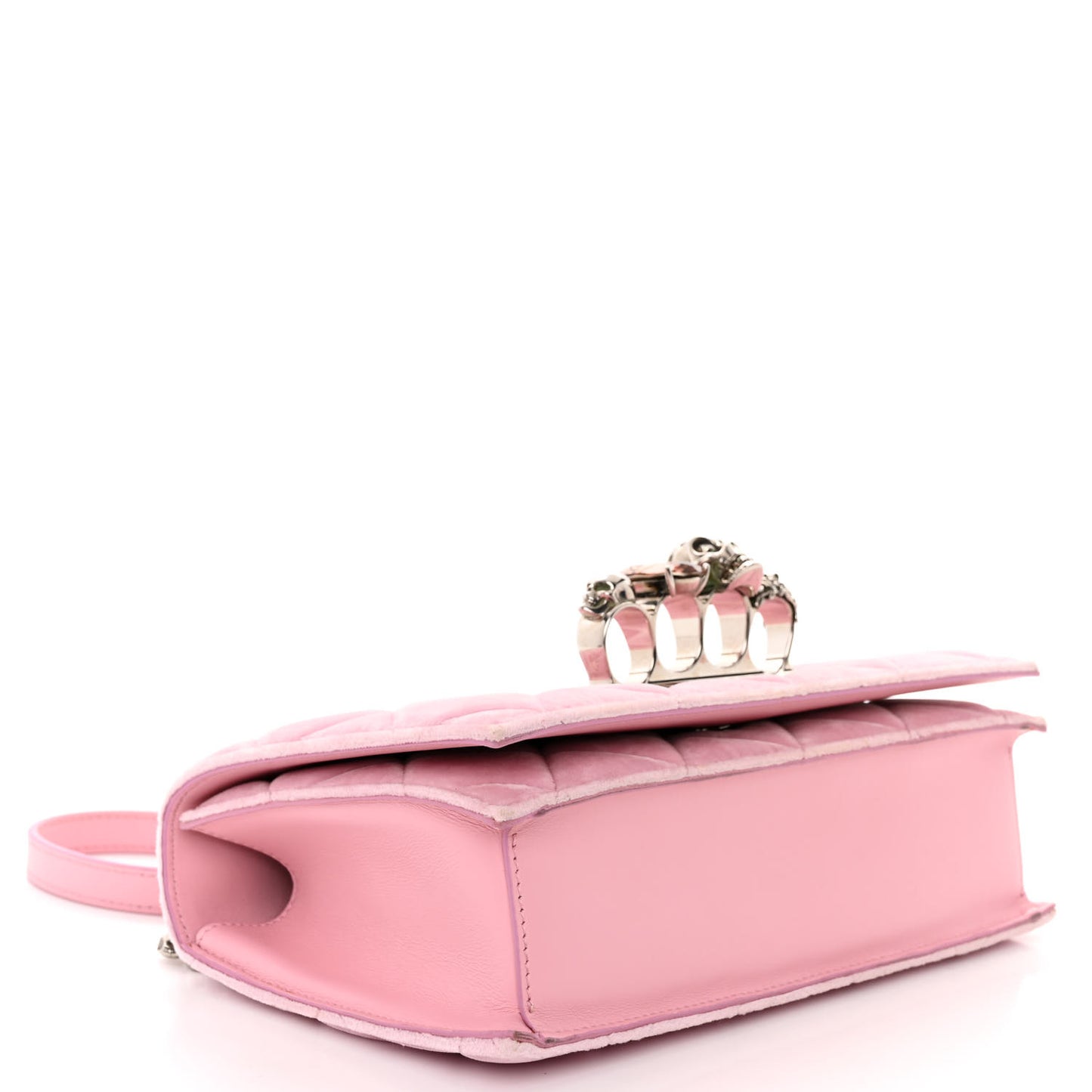Velvet Quilted Knuckle Duster Shoulder Bag Pink