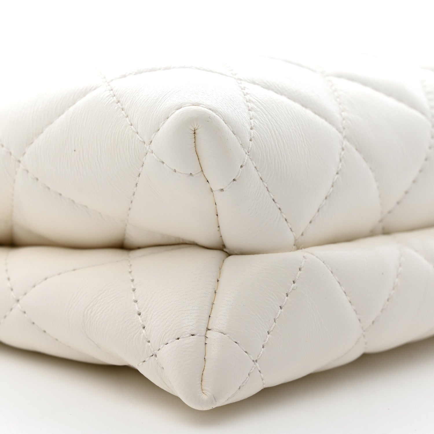 Chanel Shiny Crumpled Calfskin Quilted Clutch Bag White 8 of 9