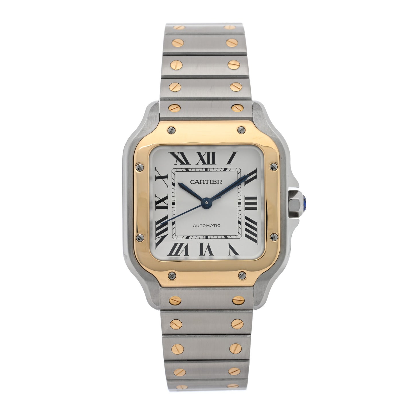 Stainless Steel 18K Yellow Gold 35mm Santos De Cartier Automatic Watch