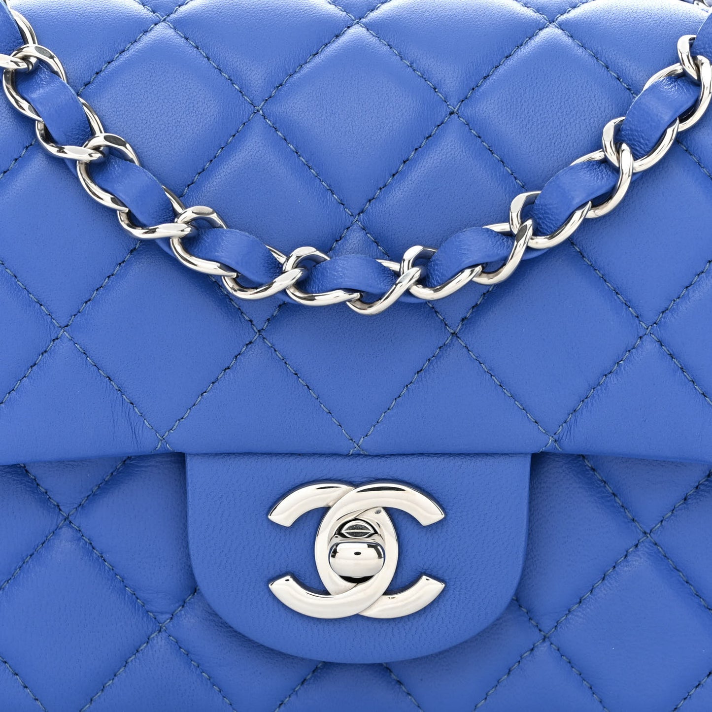 Lambskin Quilted Mini Rectangular Flap Royal Blue
