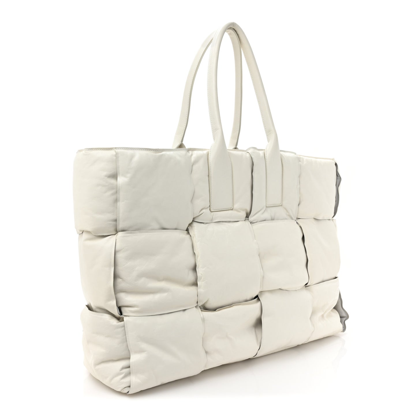 Calfskin Maxi Intrecciato BV Squash Tote White