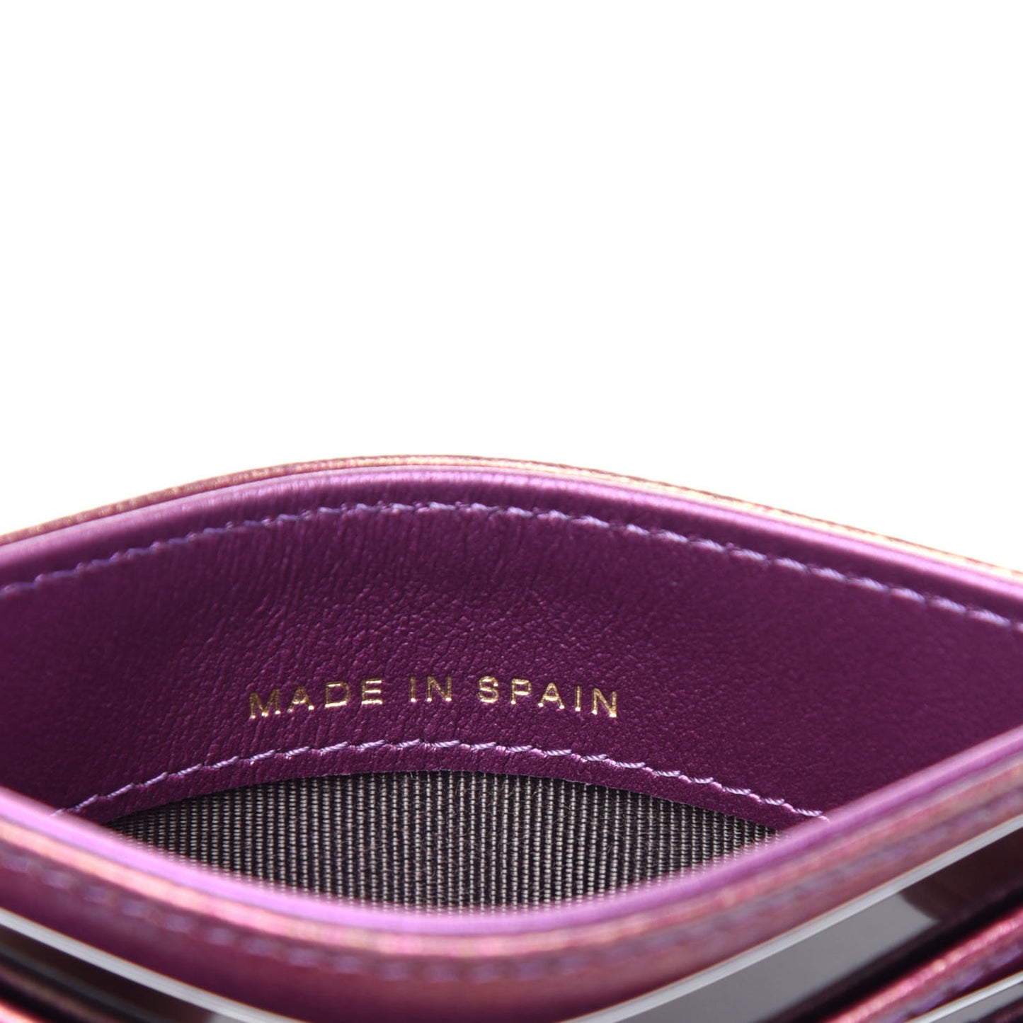 Iridescent Lambskin Quilted Card Holder Purple