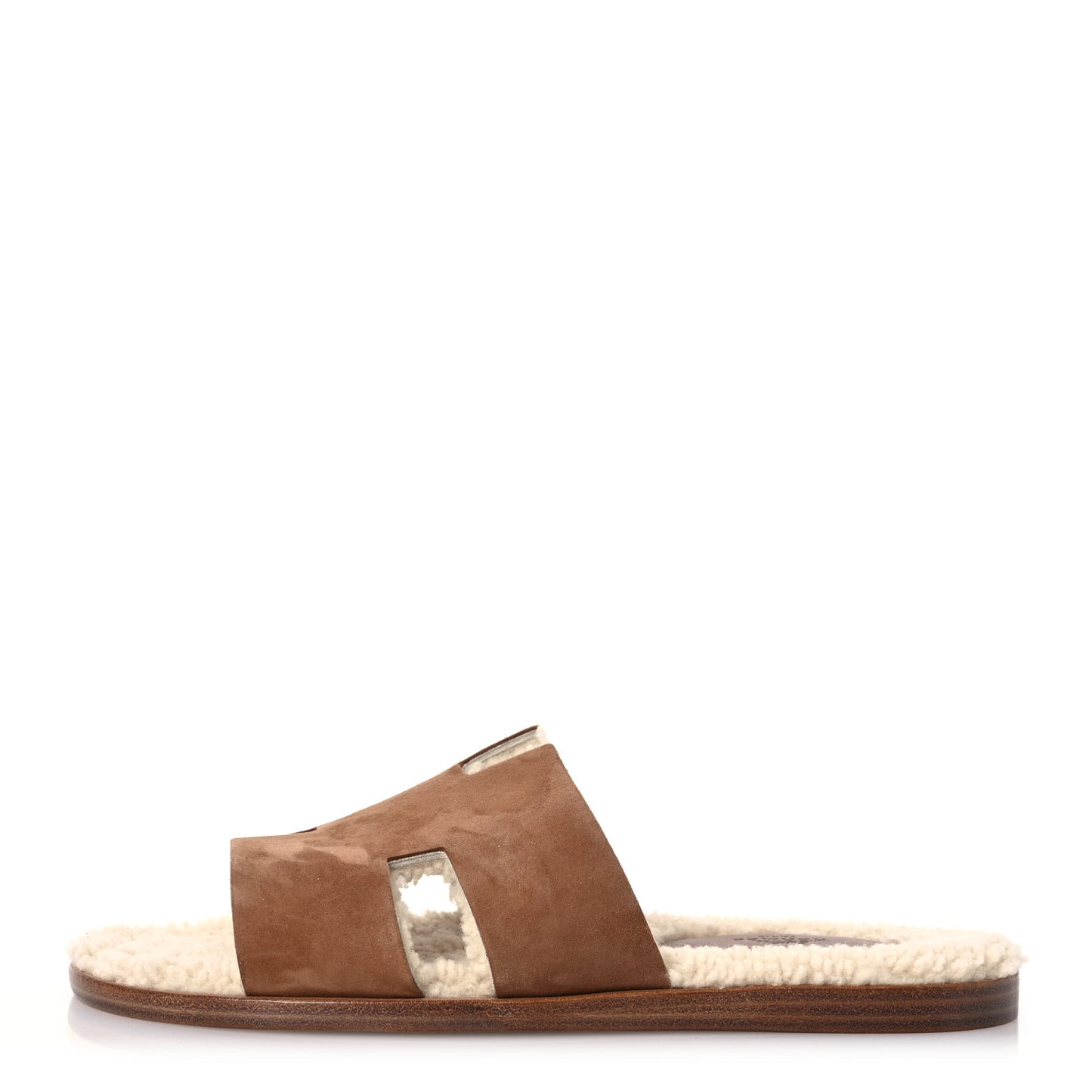 Suede Goatskin Shearling Mens Izmir Sandals 43 Marron Teck Ecru