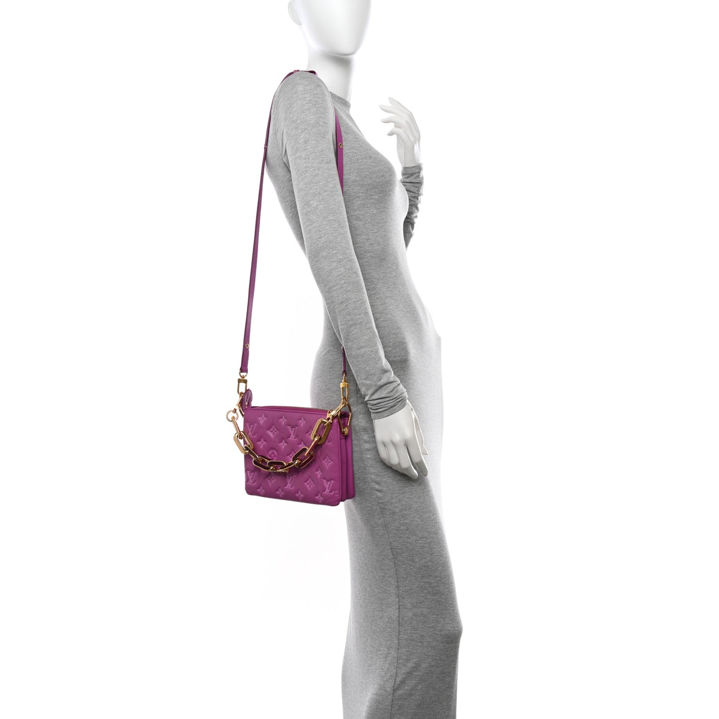 Lambskin Embossed Monogram Coussin BB Orchid