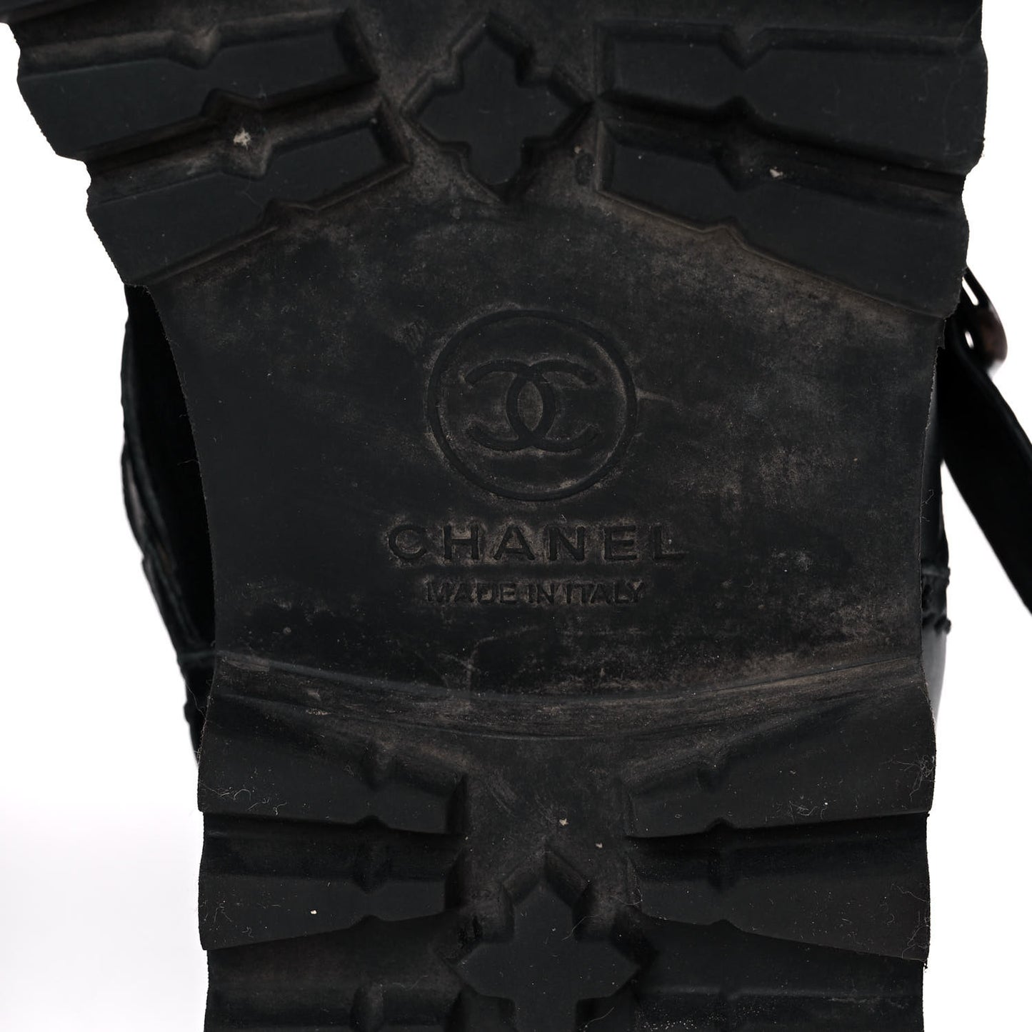 Calfskin Quilted Buckle Biker Boots 37 Black