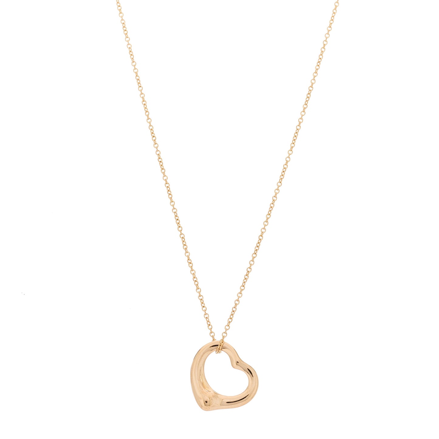 18K Rose Gold 16mm Elsa Peretti Open Heart Pendant Necklace