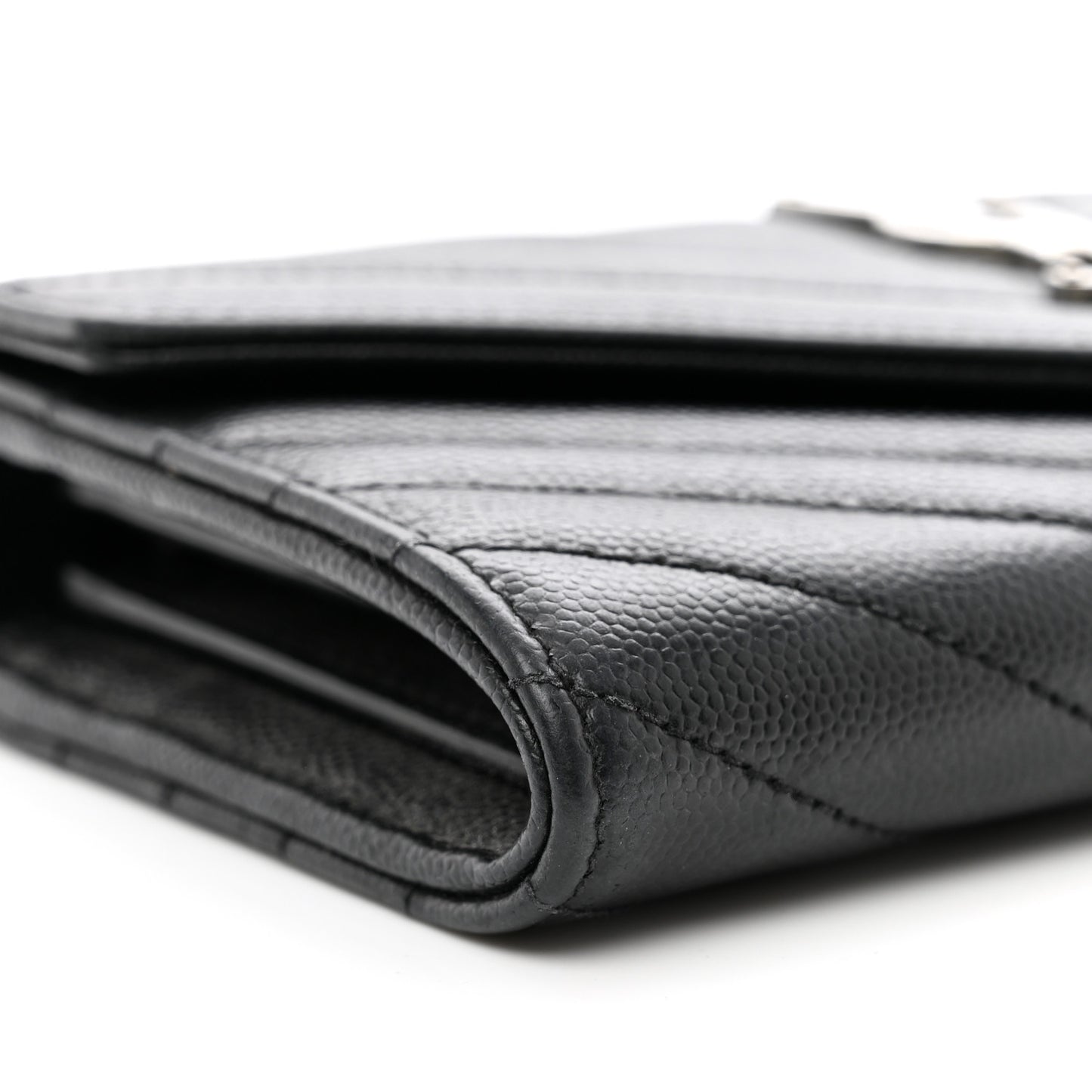 Grain De Poudre Matelasse Chevron Monogram Flap Wallet Black