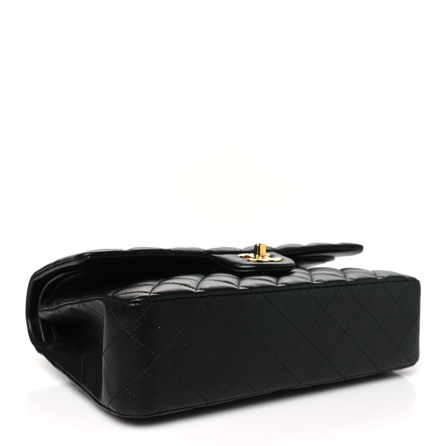Lambskin Quilted Medium Double Flap Black