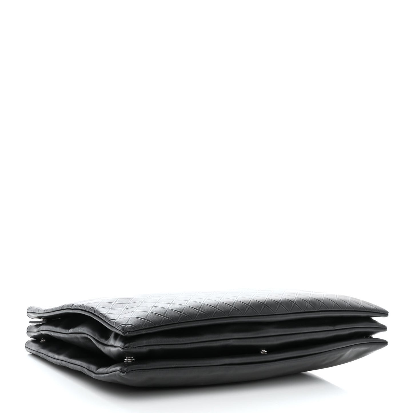 Intrecciato Embossed Triple Zip Messenger Bag Black