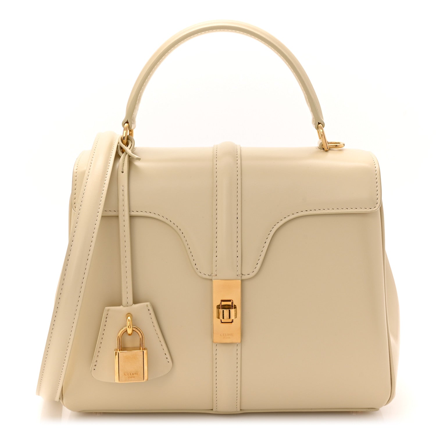 Celine Satinated Calfskin Small 16 Top Handle Bag Beige 1715762 Celine Satinated Calfskin Small 16 Top Handle Bag Beige 1715762