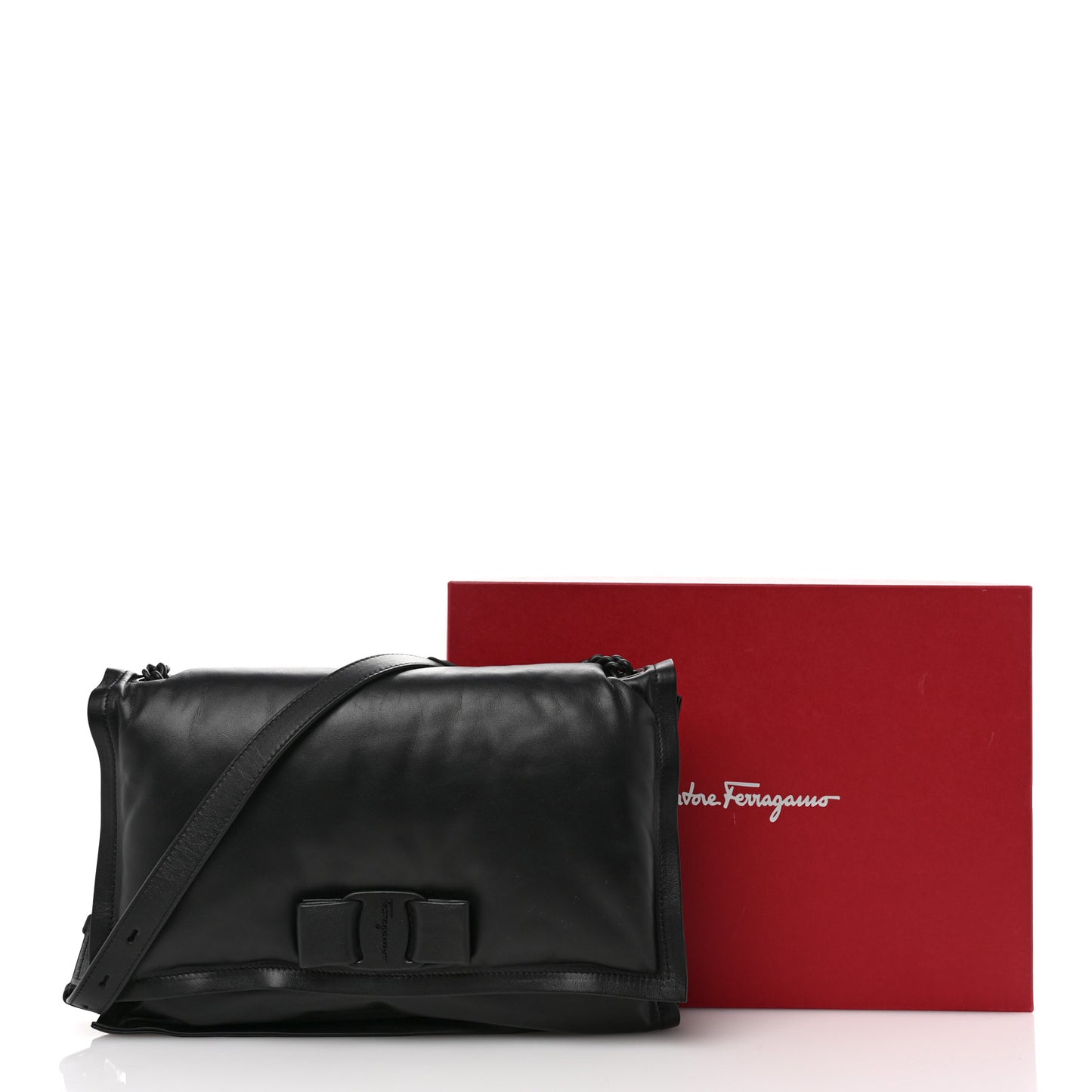 Calfskin Medium Viva Bow Shoulder Bag Black