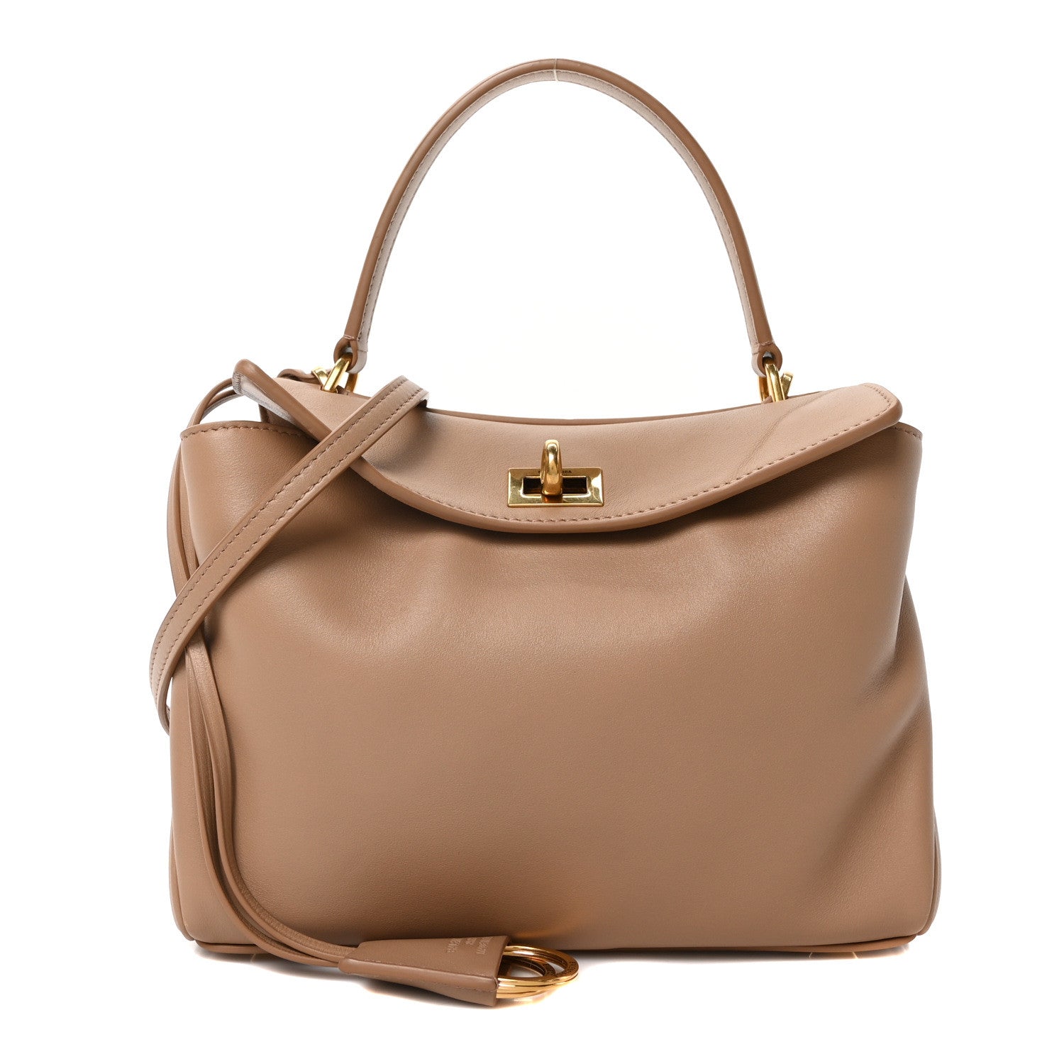 Balenciaga Natural Smooth Calfskin Mini Rodeo Top Handle Handbag