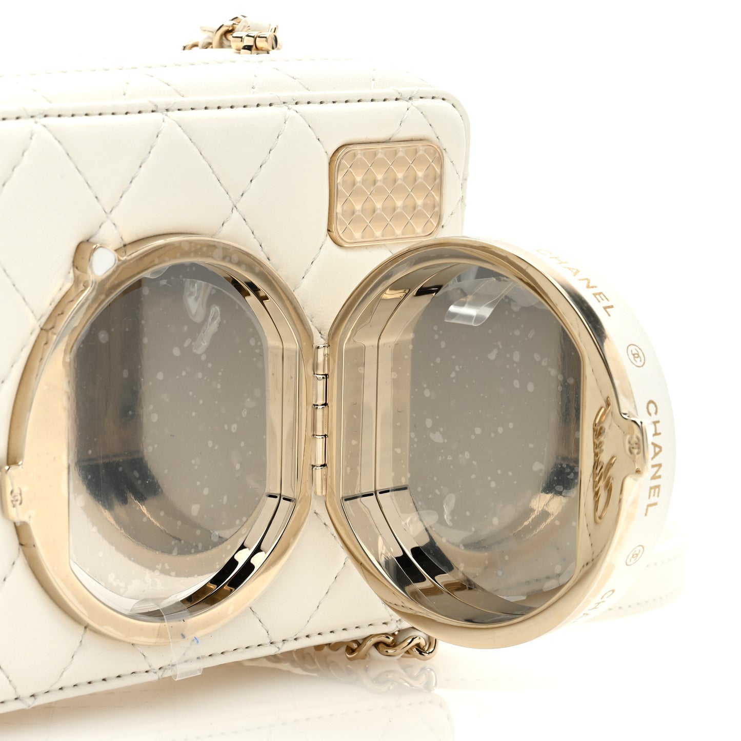 Lambskin Quilted Coco Click Bag White