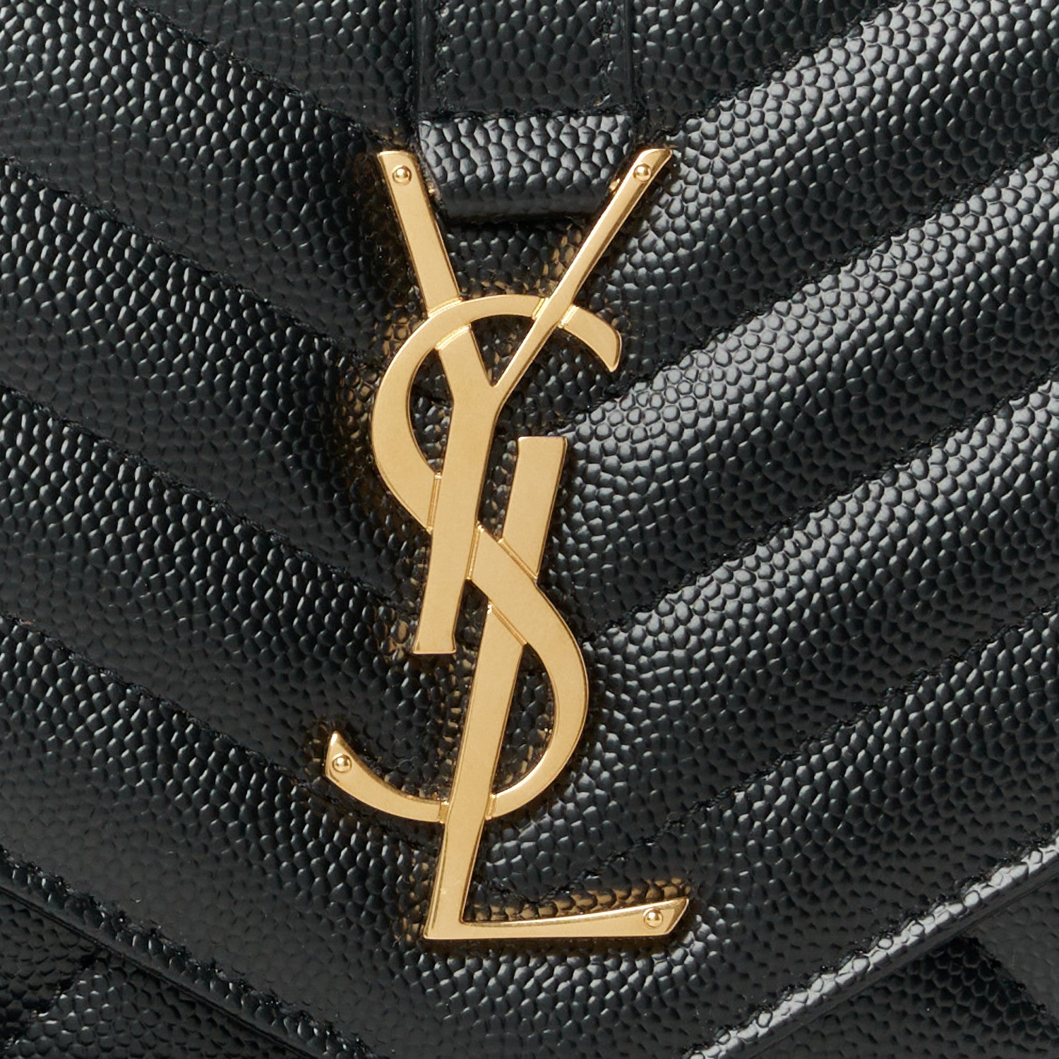 Saint Laurent Grain De Poudre Textured Mixed Matelasse Triquilt Monogram Clutch Black 8 of 8