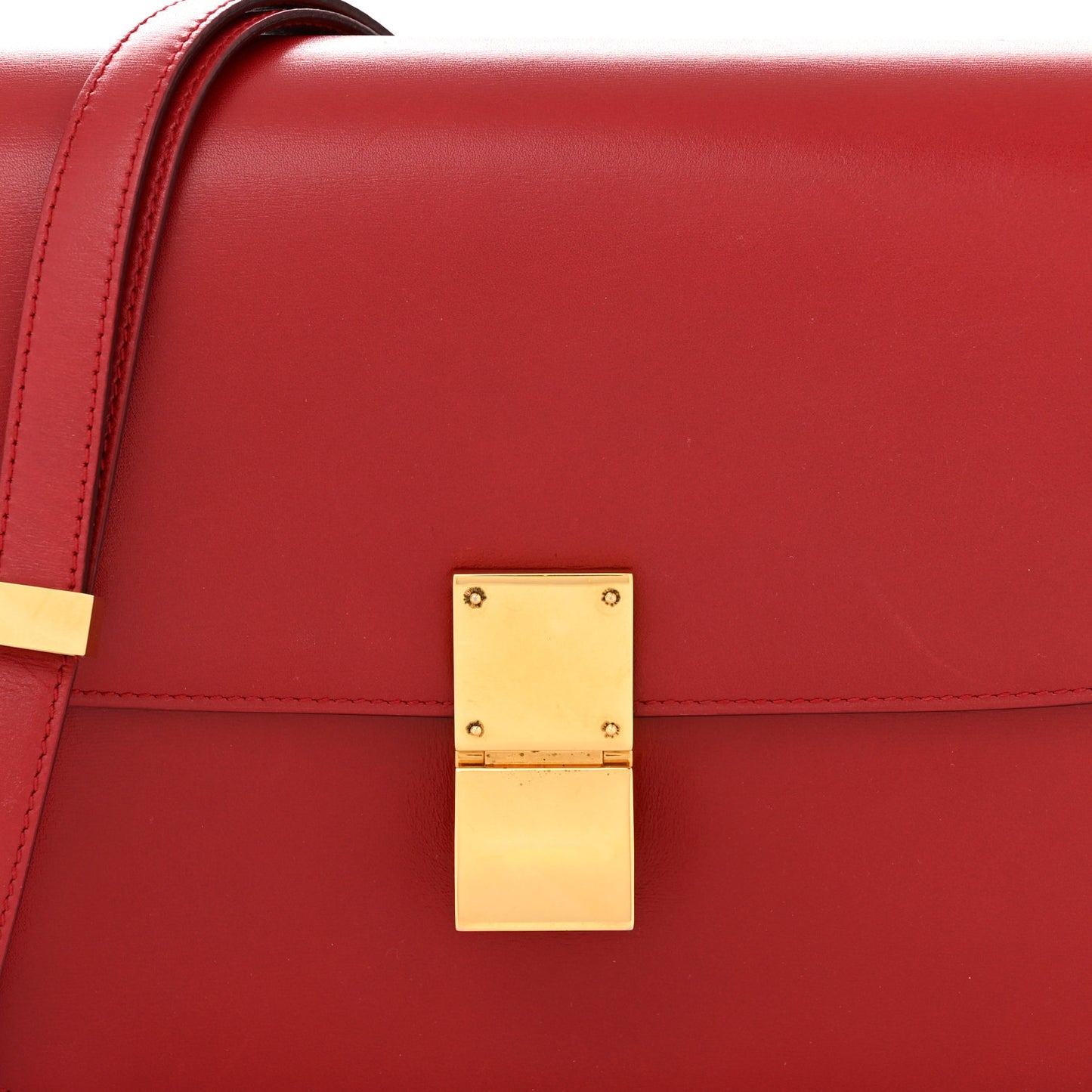 Box Calfskin Medium Classic Box Flap Bag Red