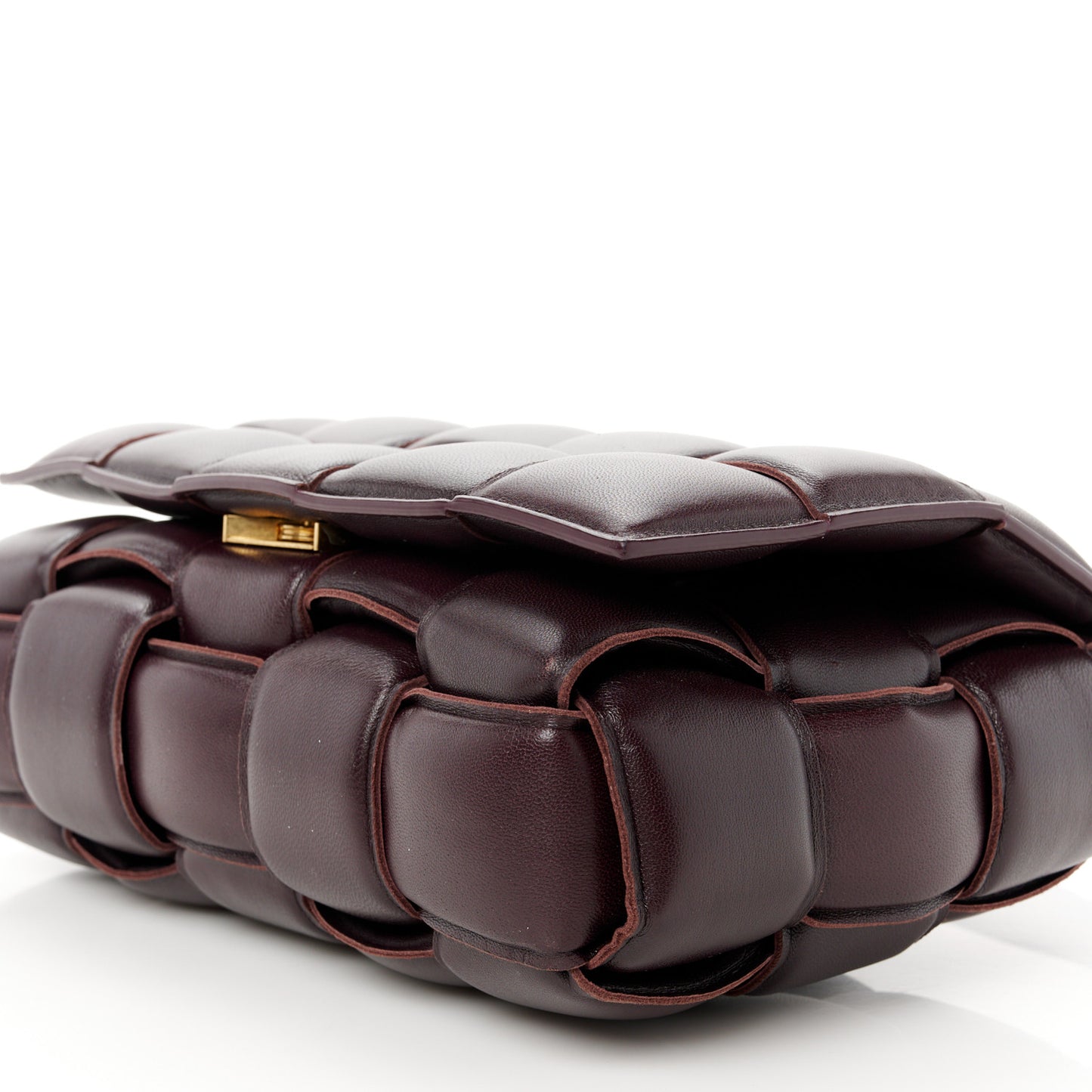 Nappa Maxi Intreccio Padded Cassette Crossbody Bag Plum