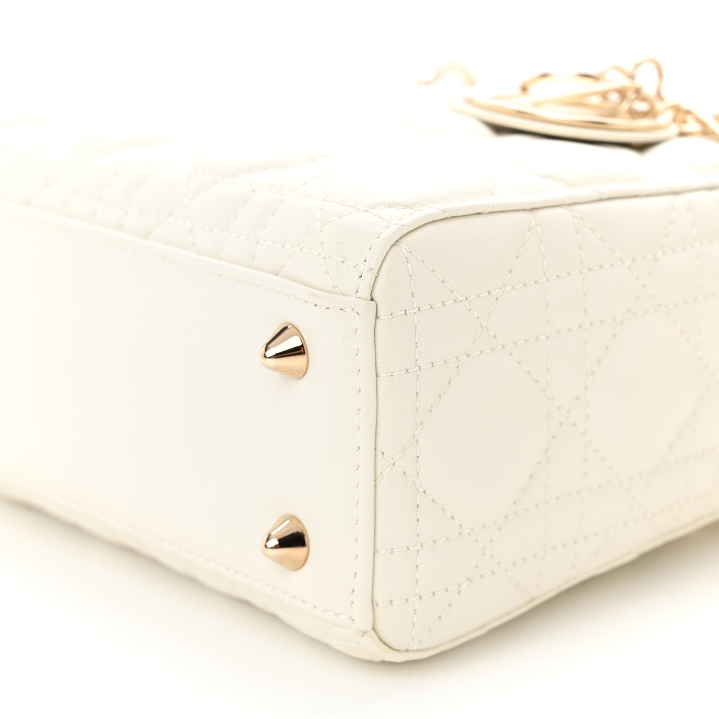 Lambskin Cannage Small Lucky Badges My Lady Dior White