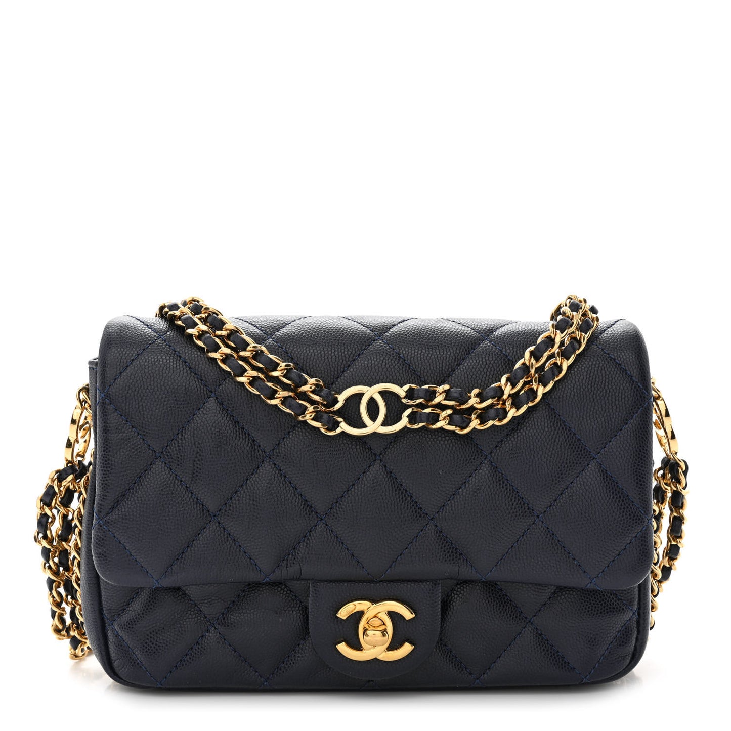 Caviar Quilted Mini CC You Flap Navy