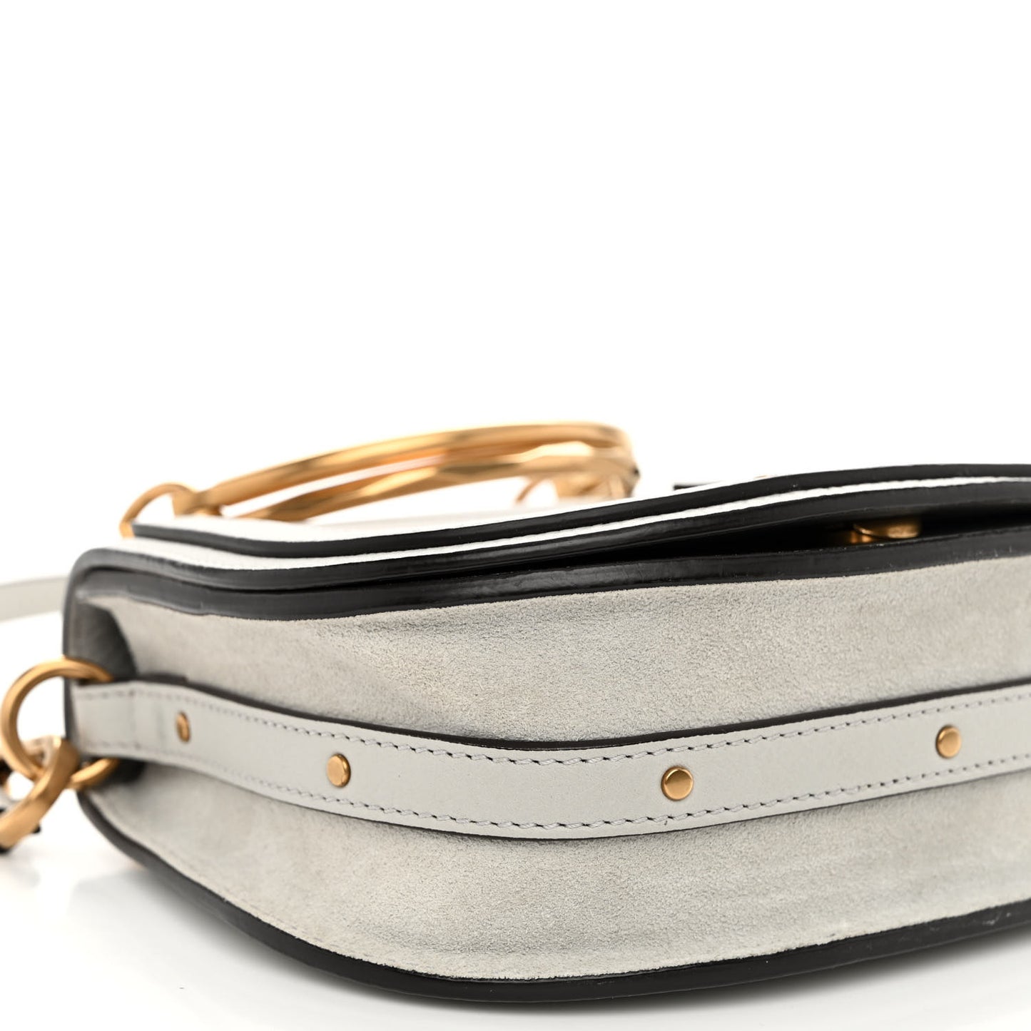 Calfskin Suede Small Nile Bracelet Bag Airy Grey