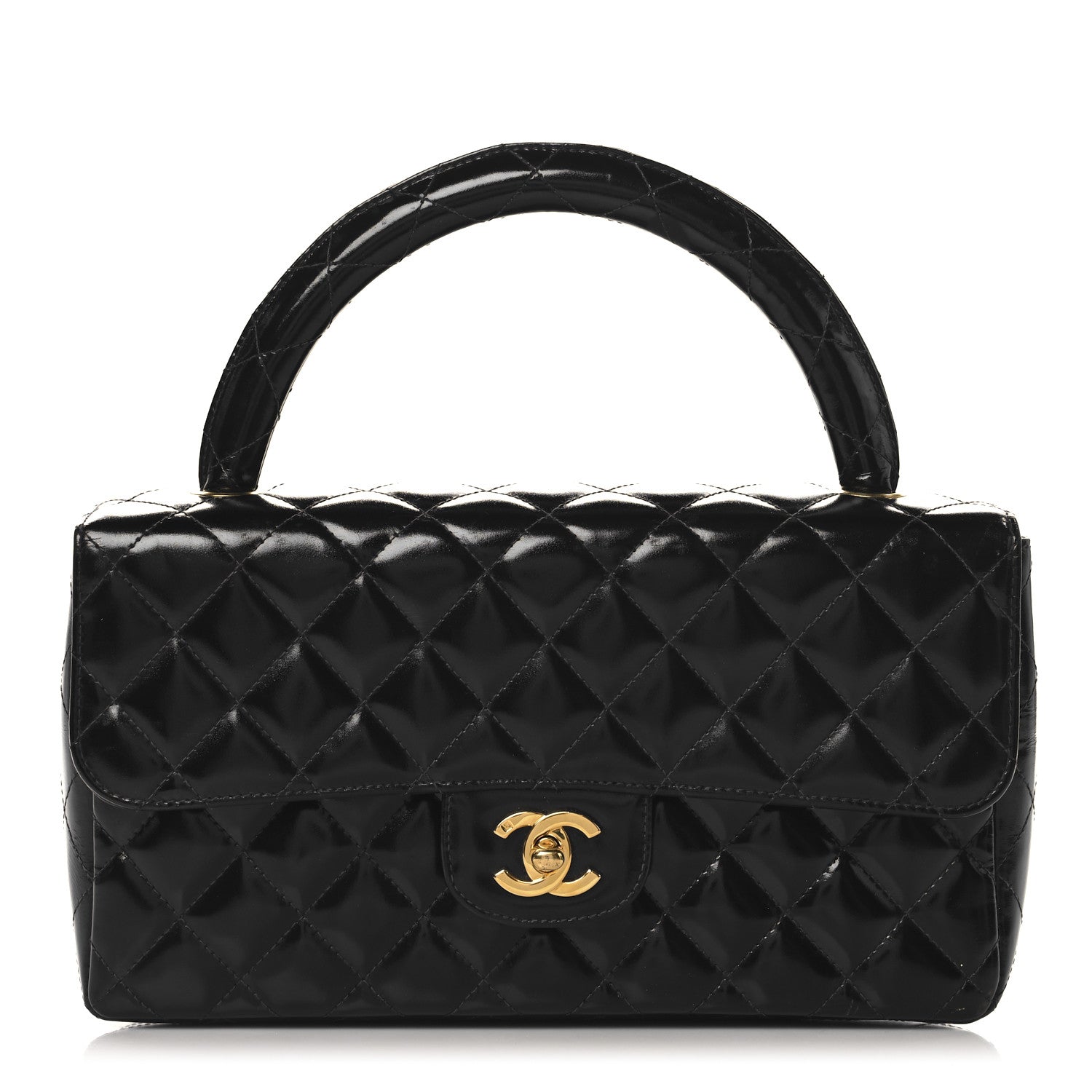 Chanel Patent Quilted Medium Rectangular Kelly Flap Bag Black 1 of 13
